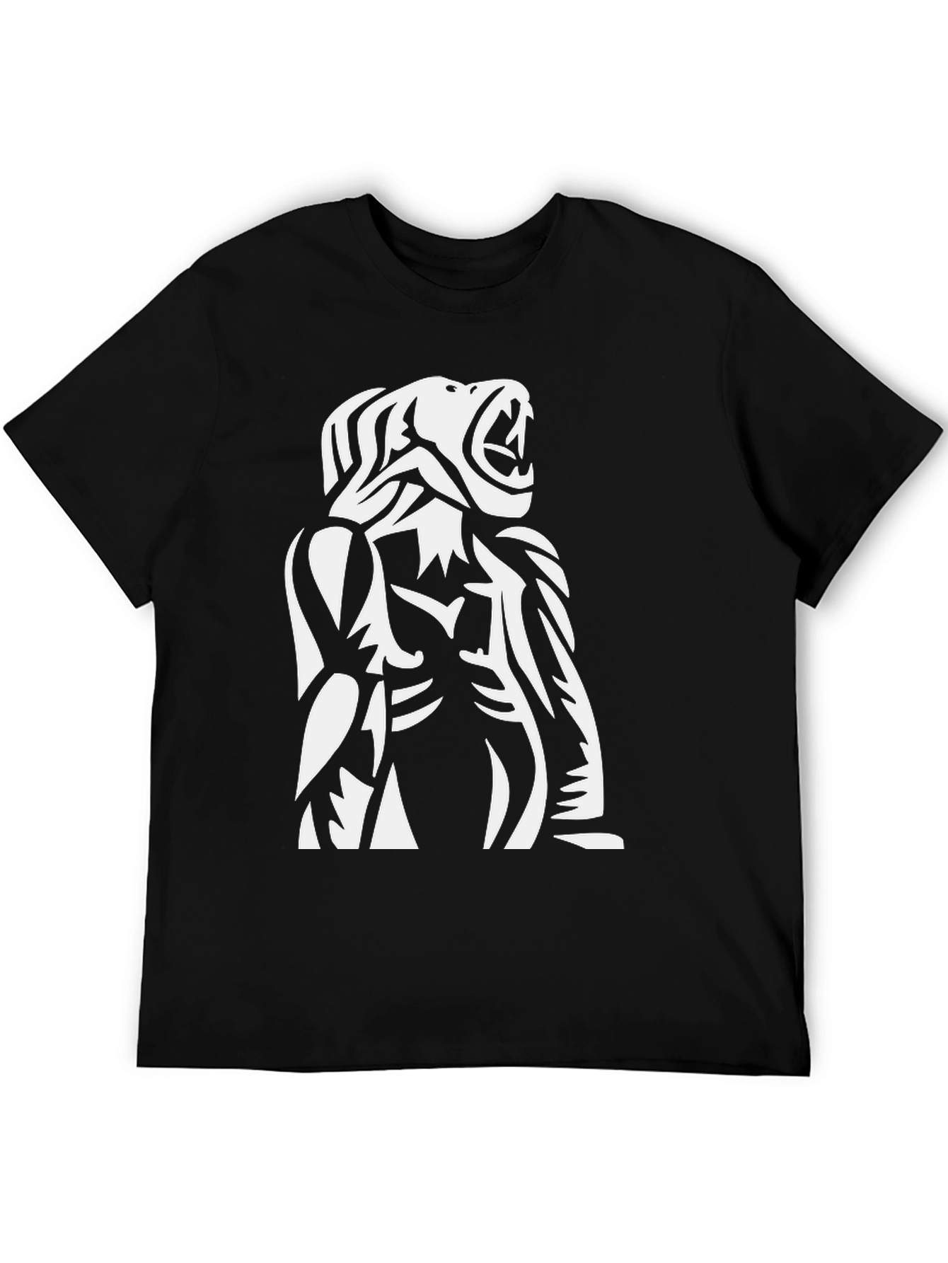 Tribal Gorilla Graphic Print Black T-Shirt