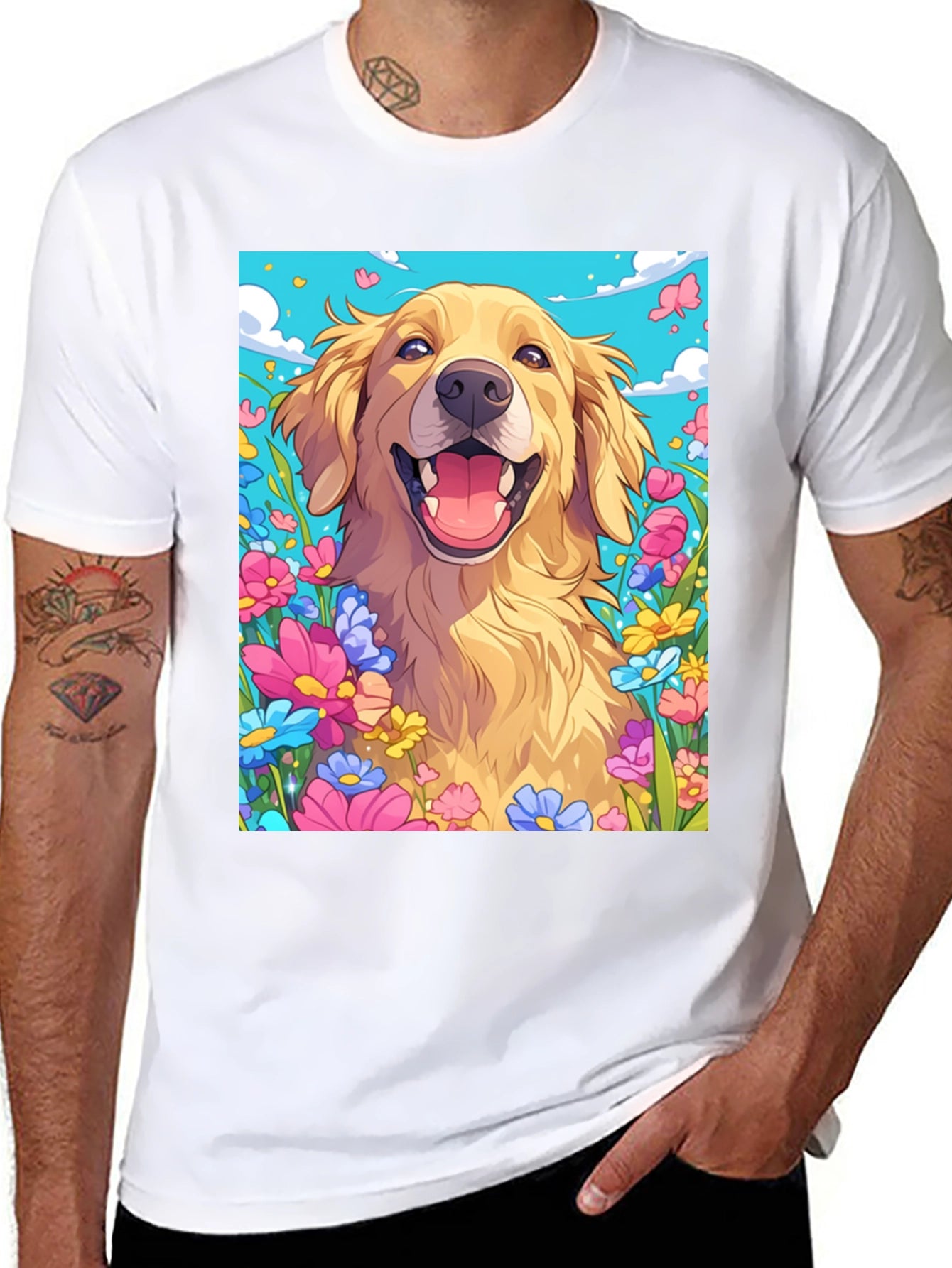 Golden Retriever Flower Power T-Shirt