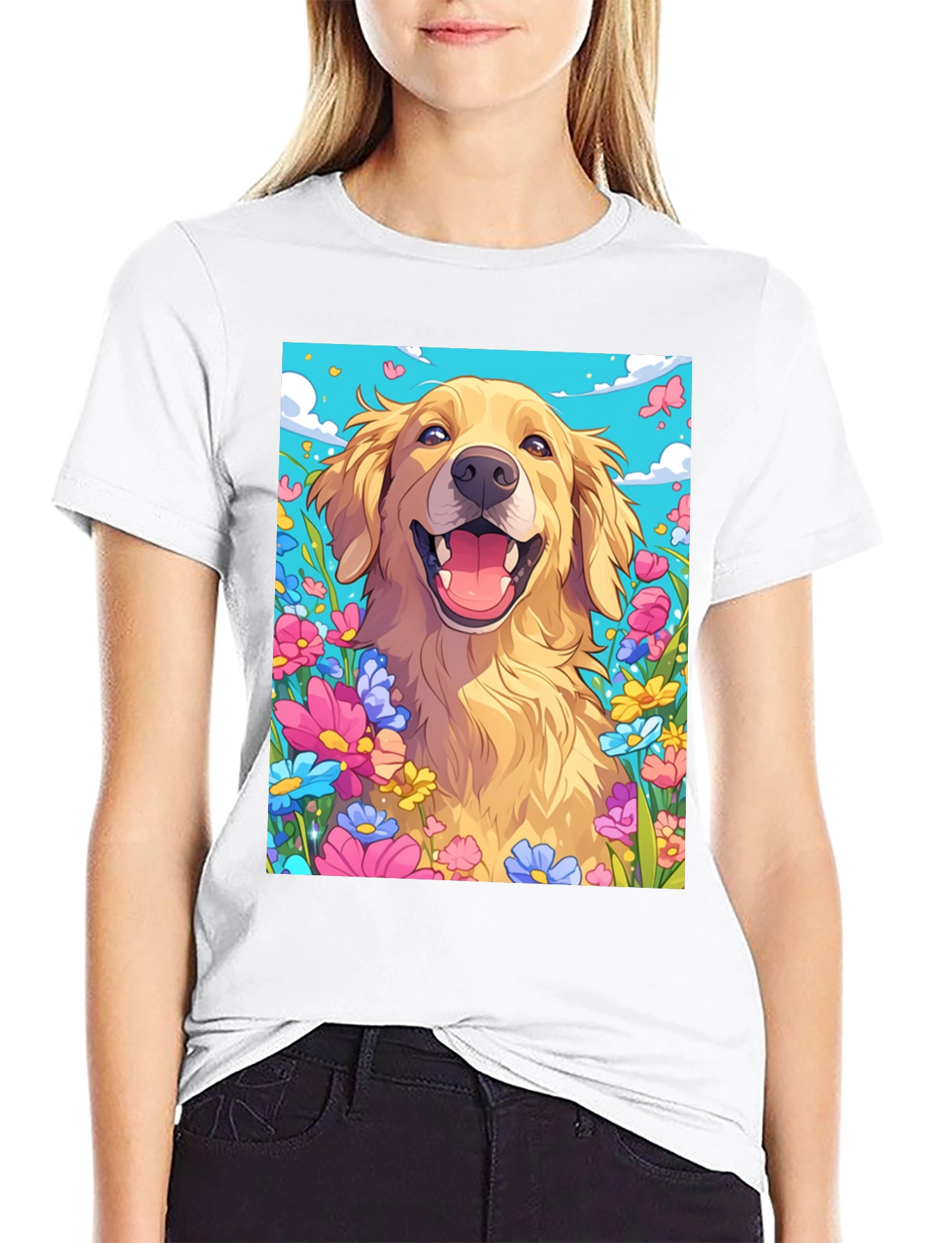 Golden Retriever Flower Power T-Shirt