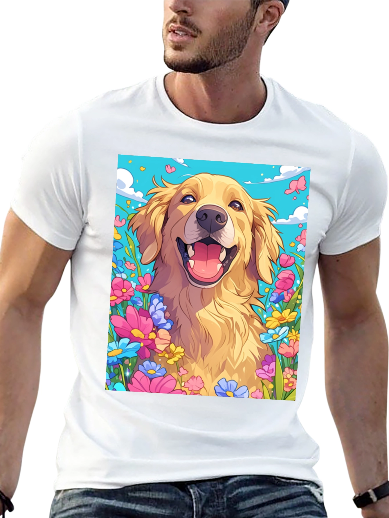 Golden Retriever Flower Power T-Shirt