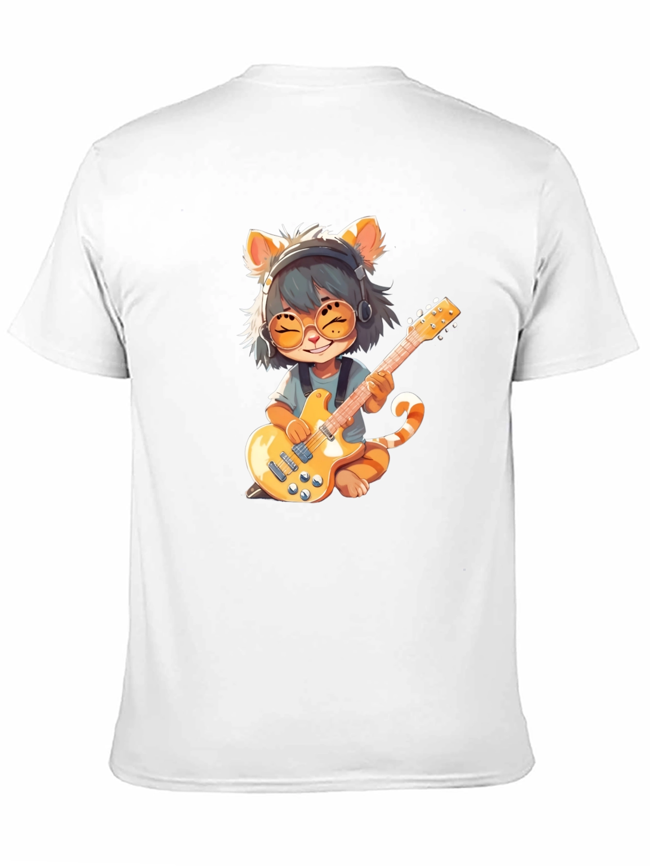 Cat Guitarist Graphic T-Shirt - Rock On!
