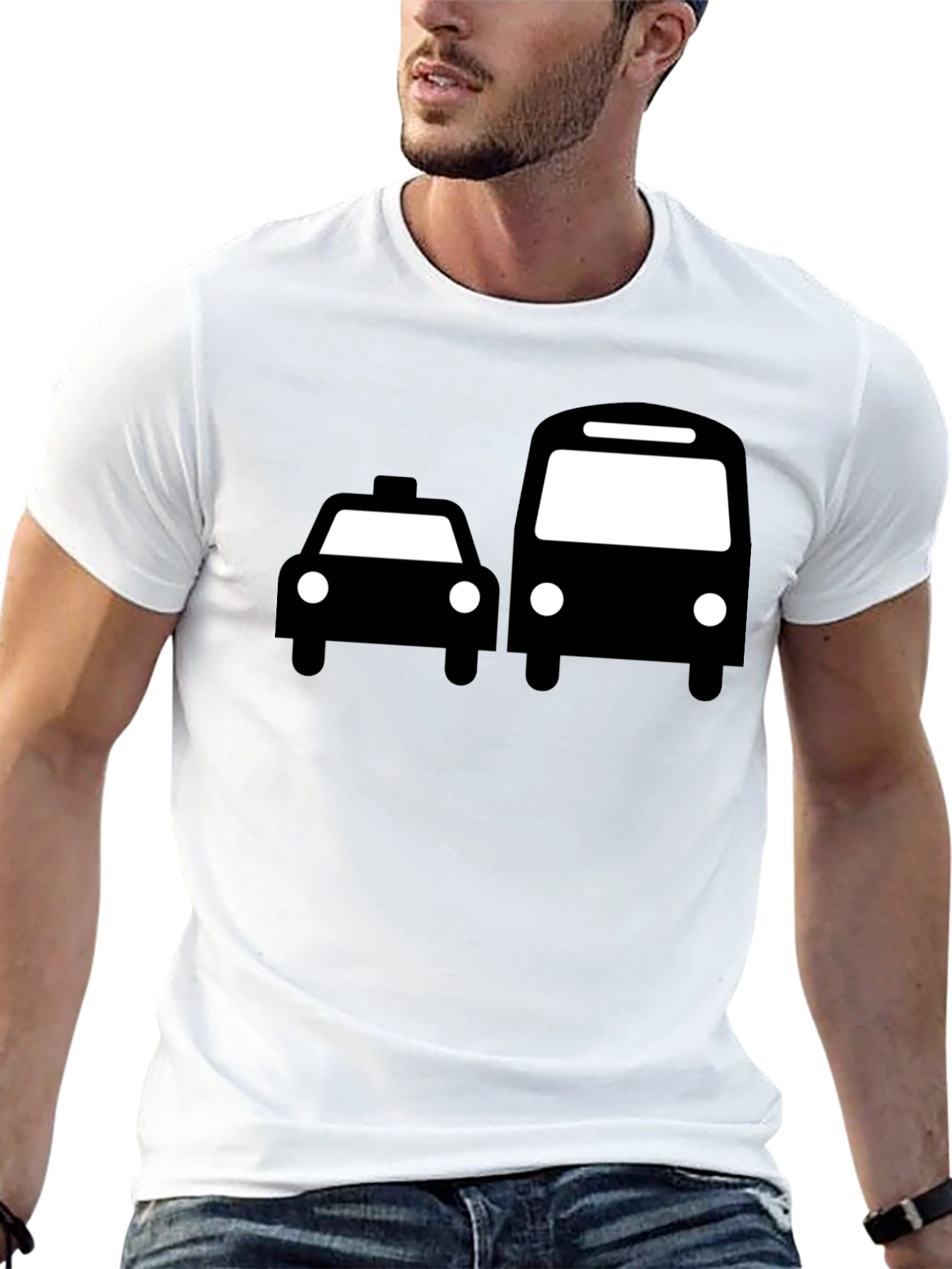 Taxi & Bus Graphic Black T-Shirt