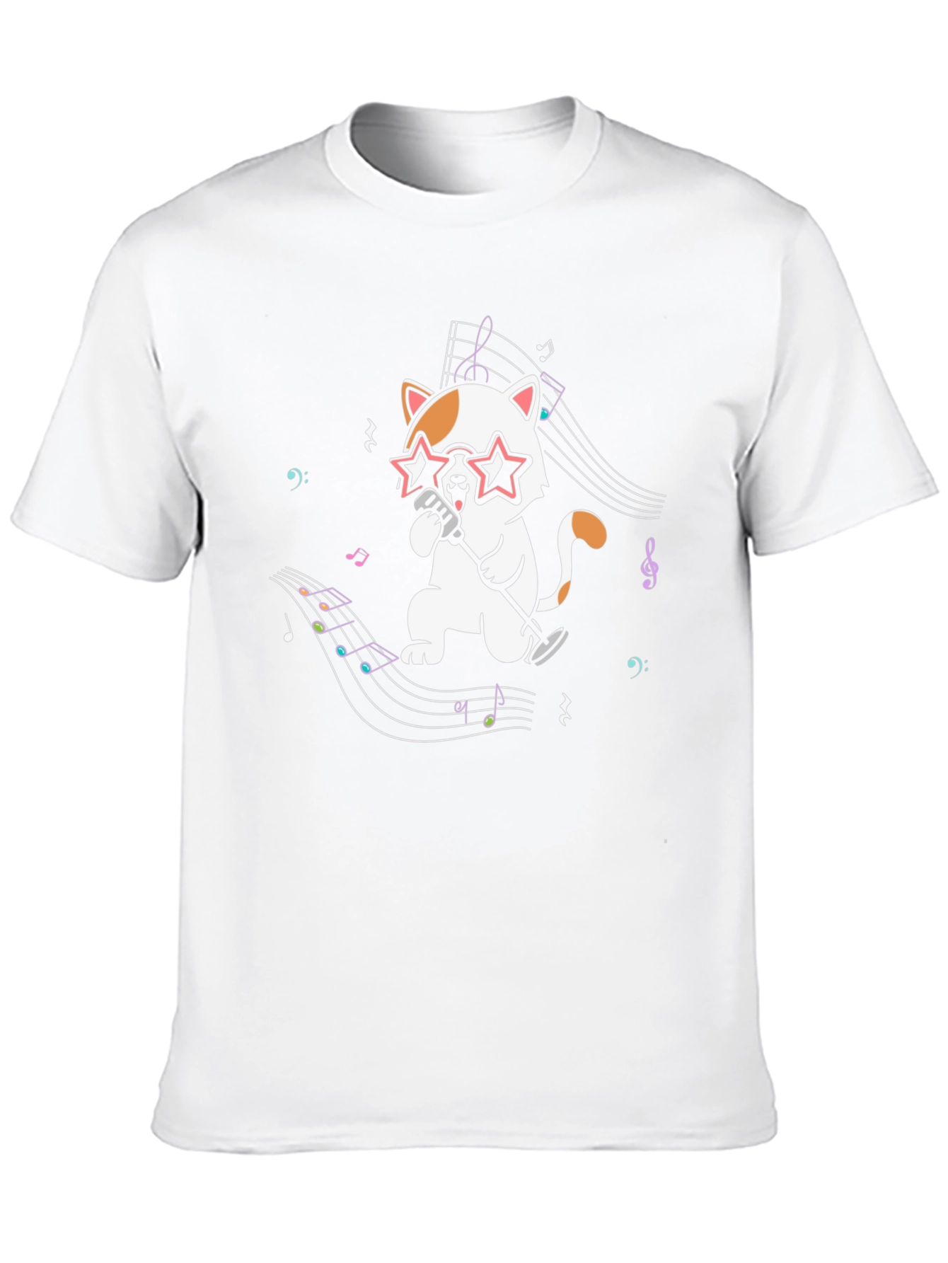 Singing Cat Graphic Tee - Black Cotton Blend