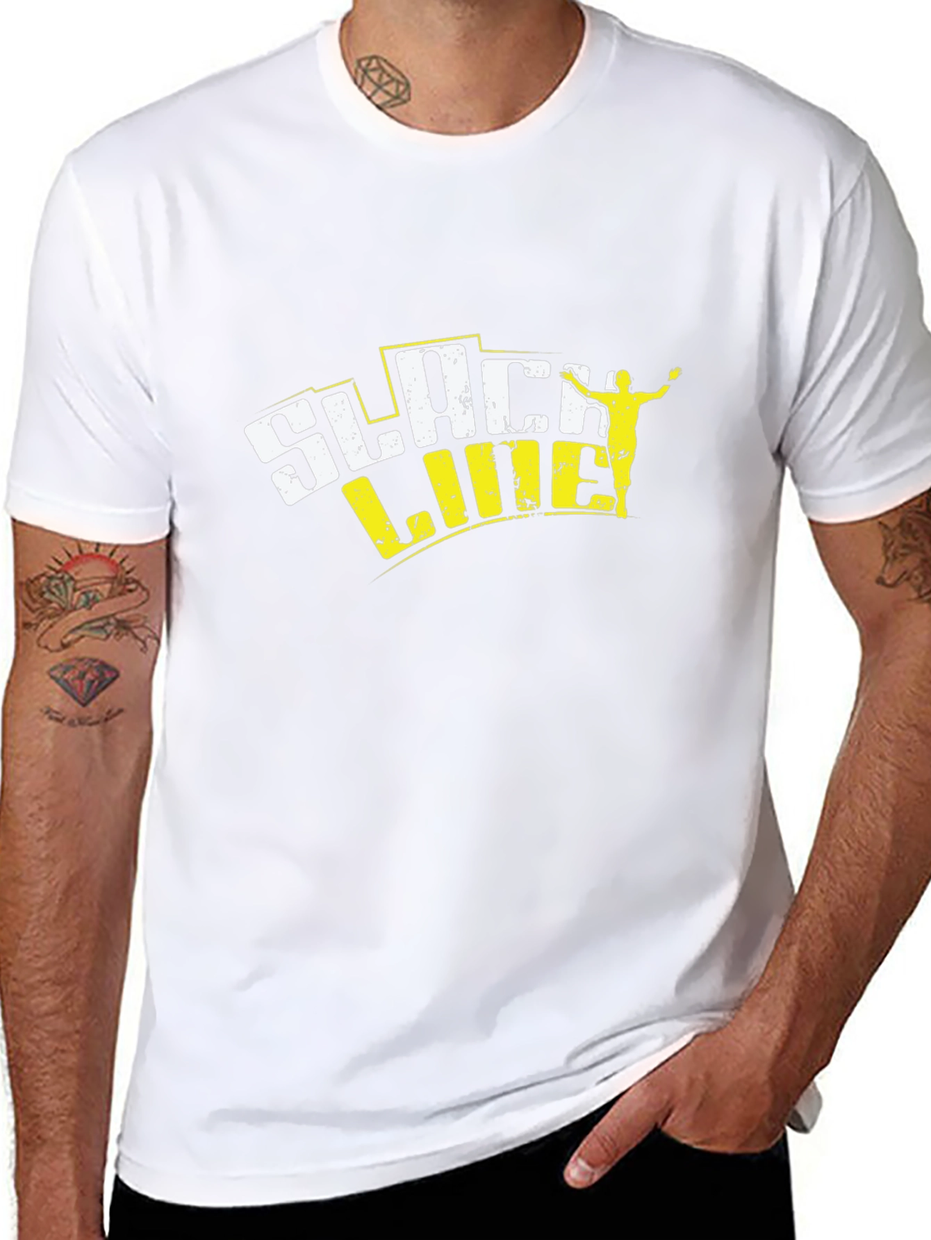 Slackline Graphic Tee - Black Cotton Blend T-Shirt
