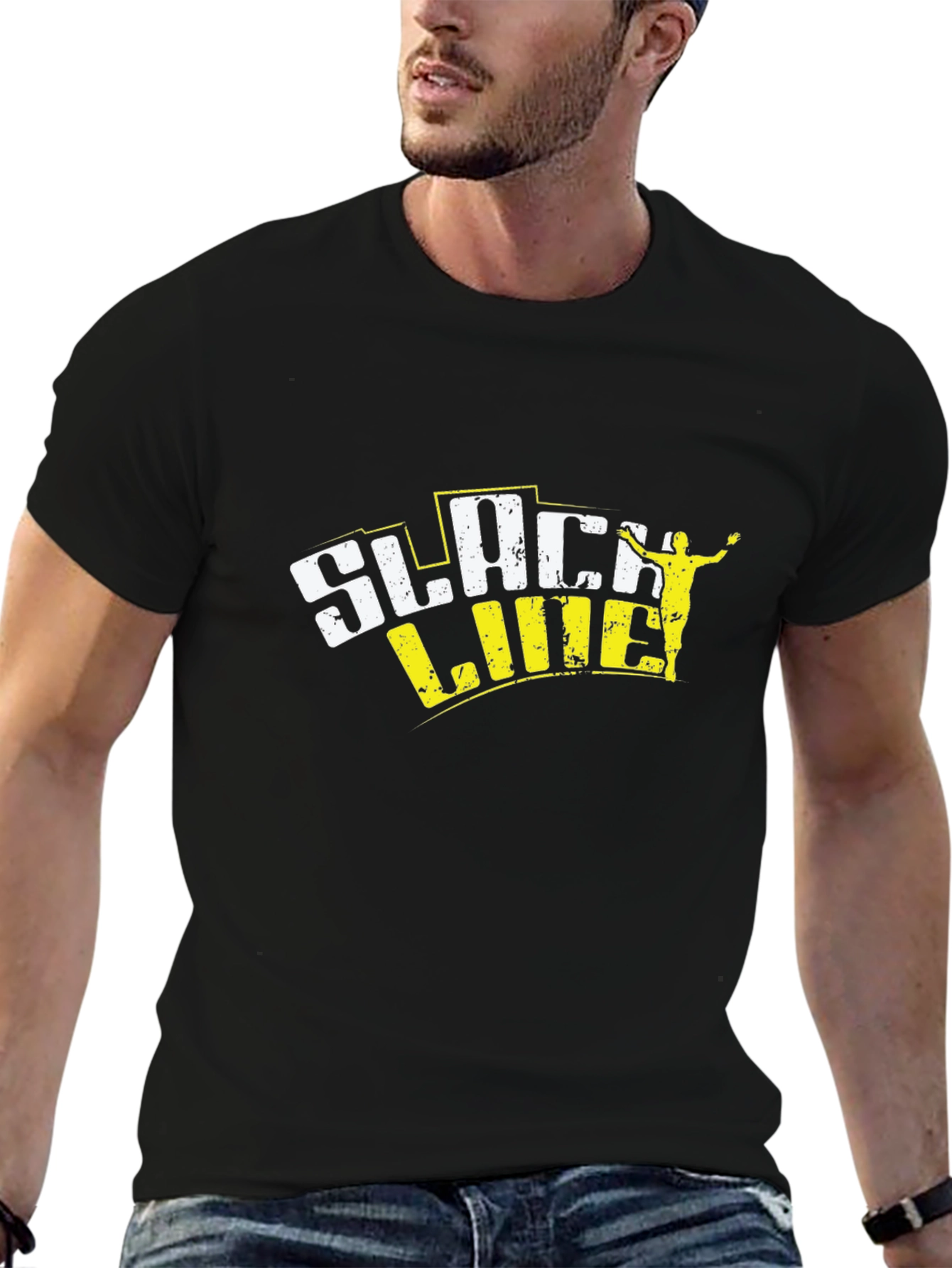 Slackline Graphic Tee - Black Cotton Blend T-Shirt