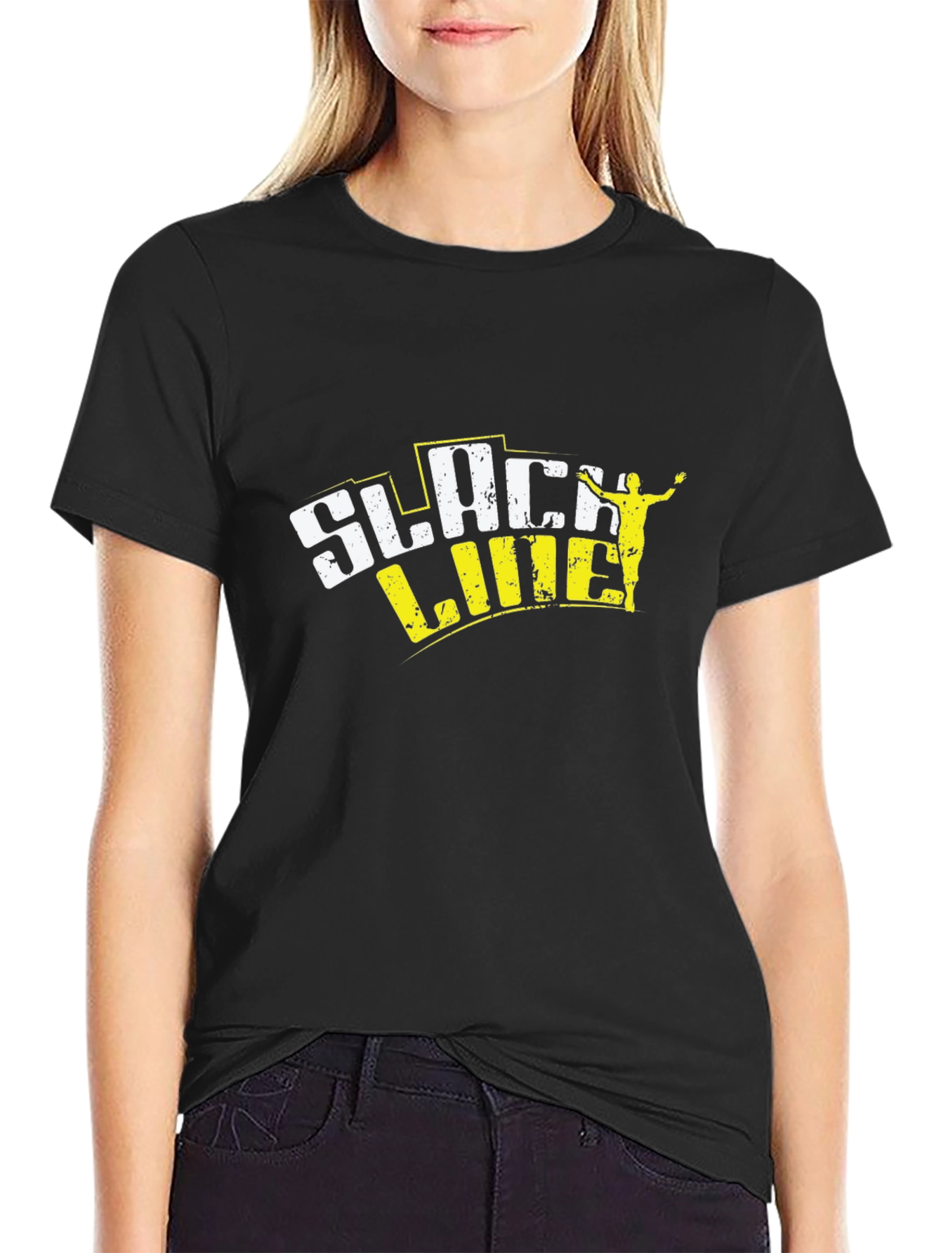 Slackline Graphic Tee - Black Cotton Blend T-Shirt