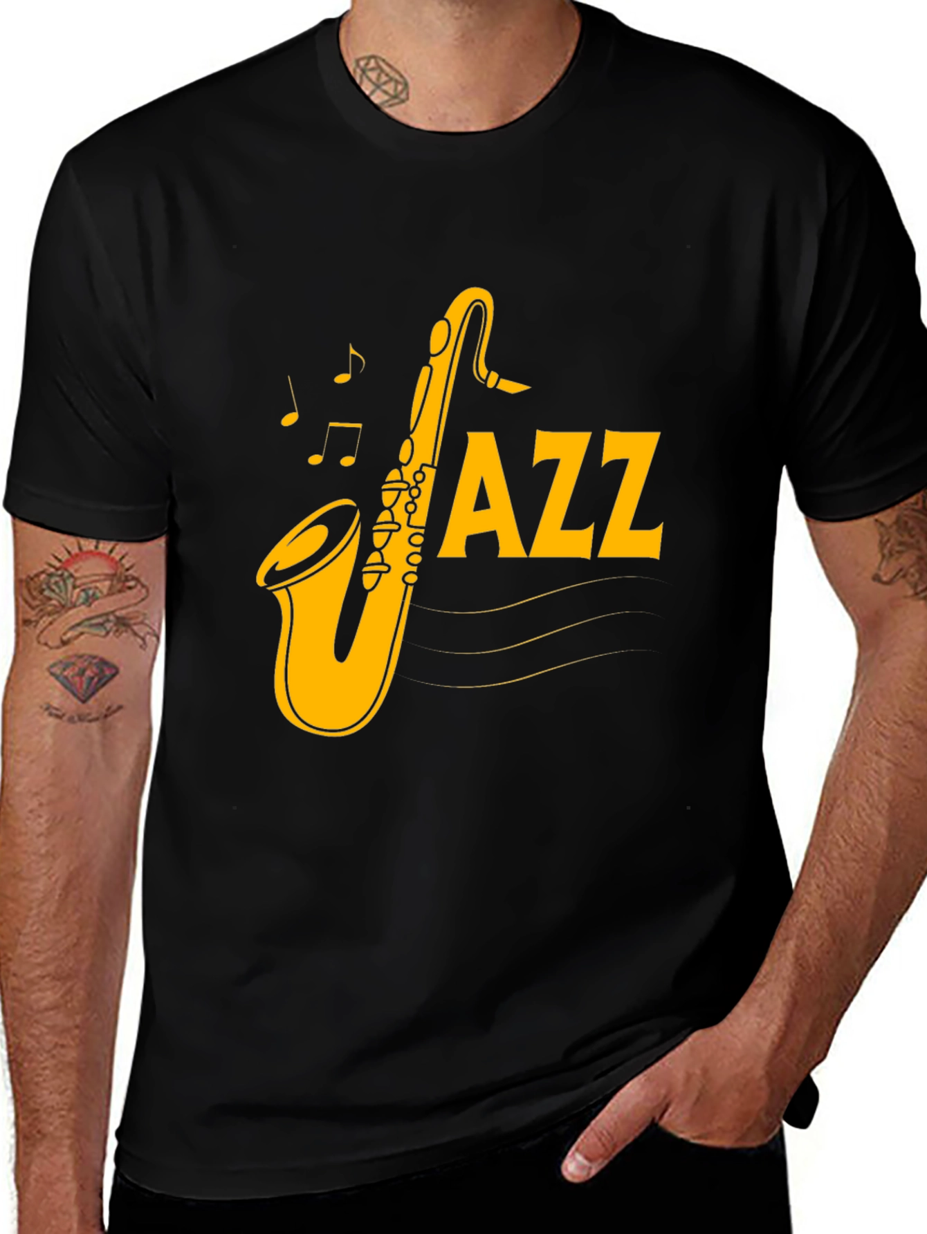Jazz Saxophone Graphic Black T-Shirt