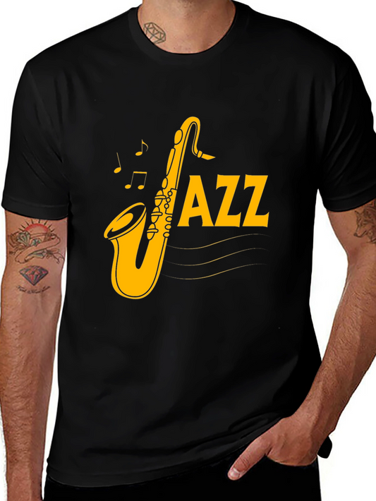 Jazz Saxophone Graphic Black T-Shirt