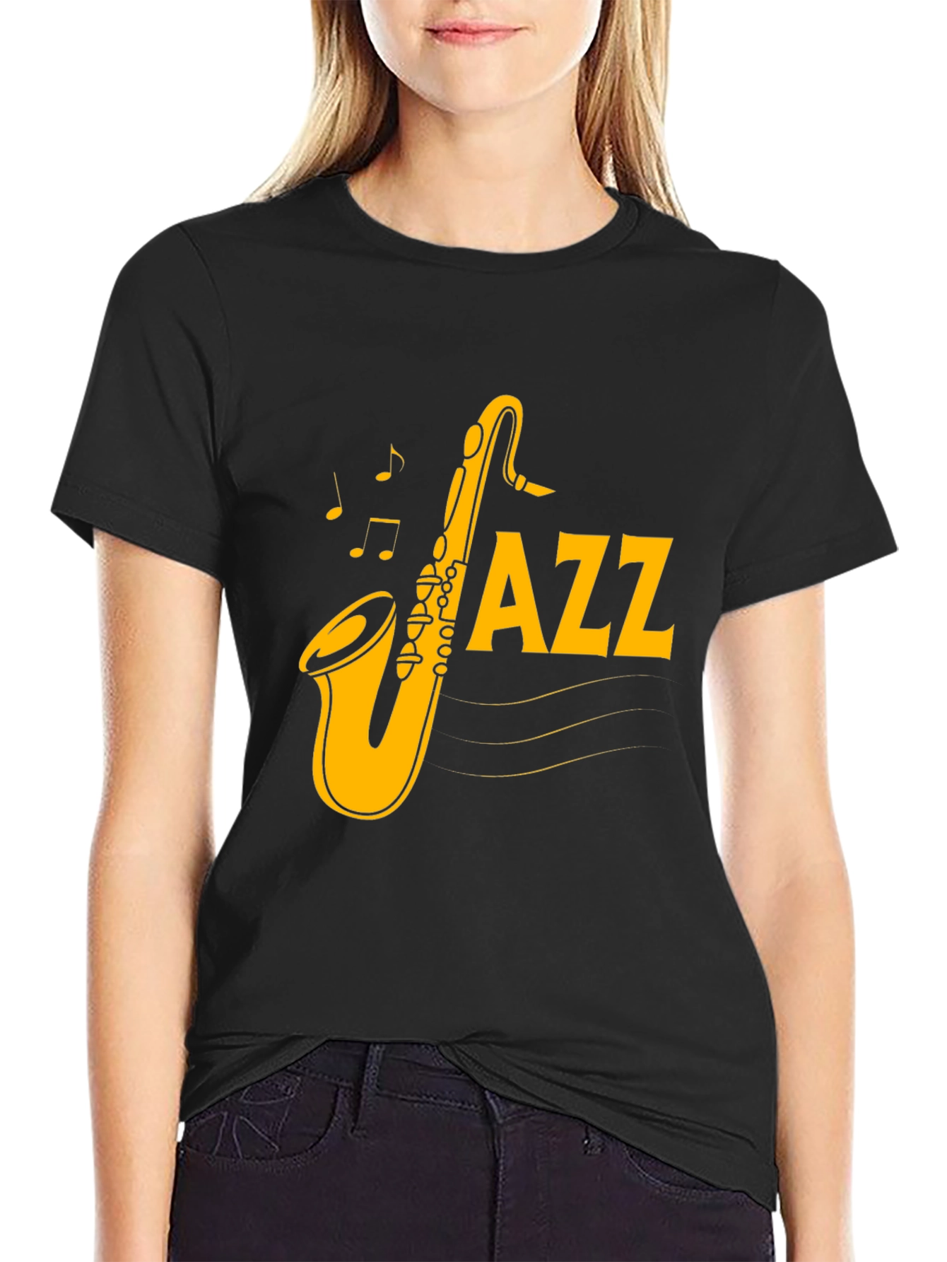 Jazz Saxophone Graphic Black T-Shirt