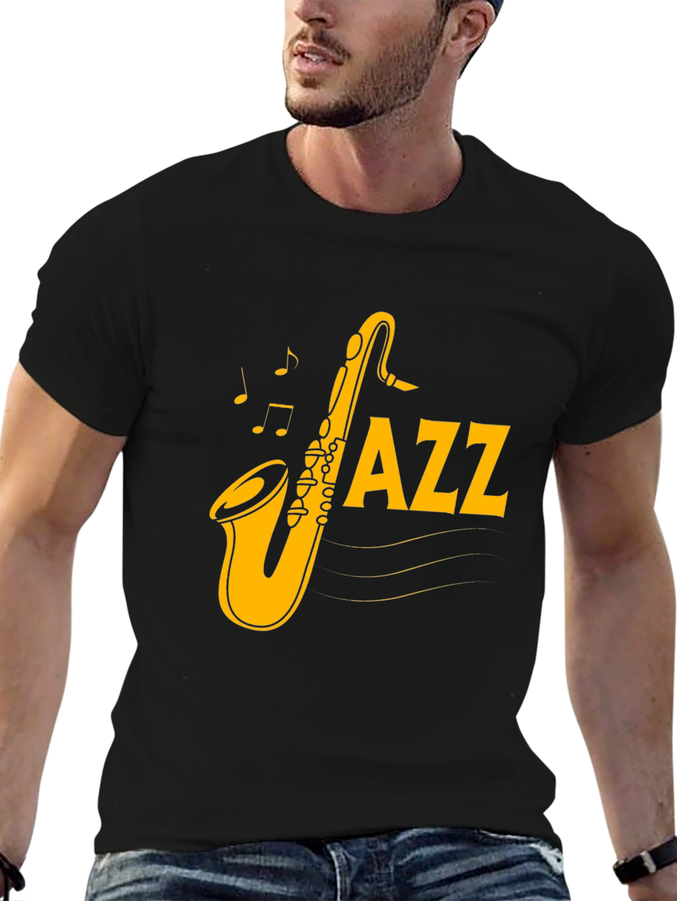 Jazz Saxophone Graphic Black T-Shirt