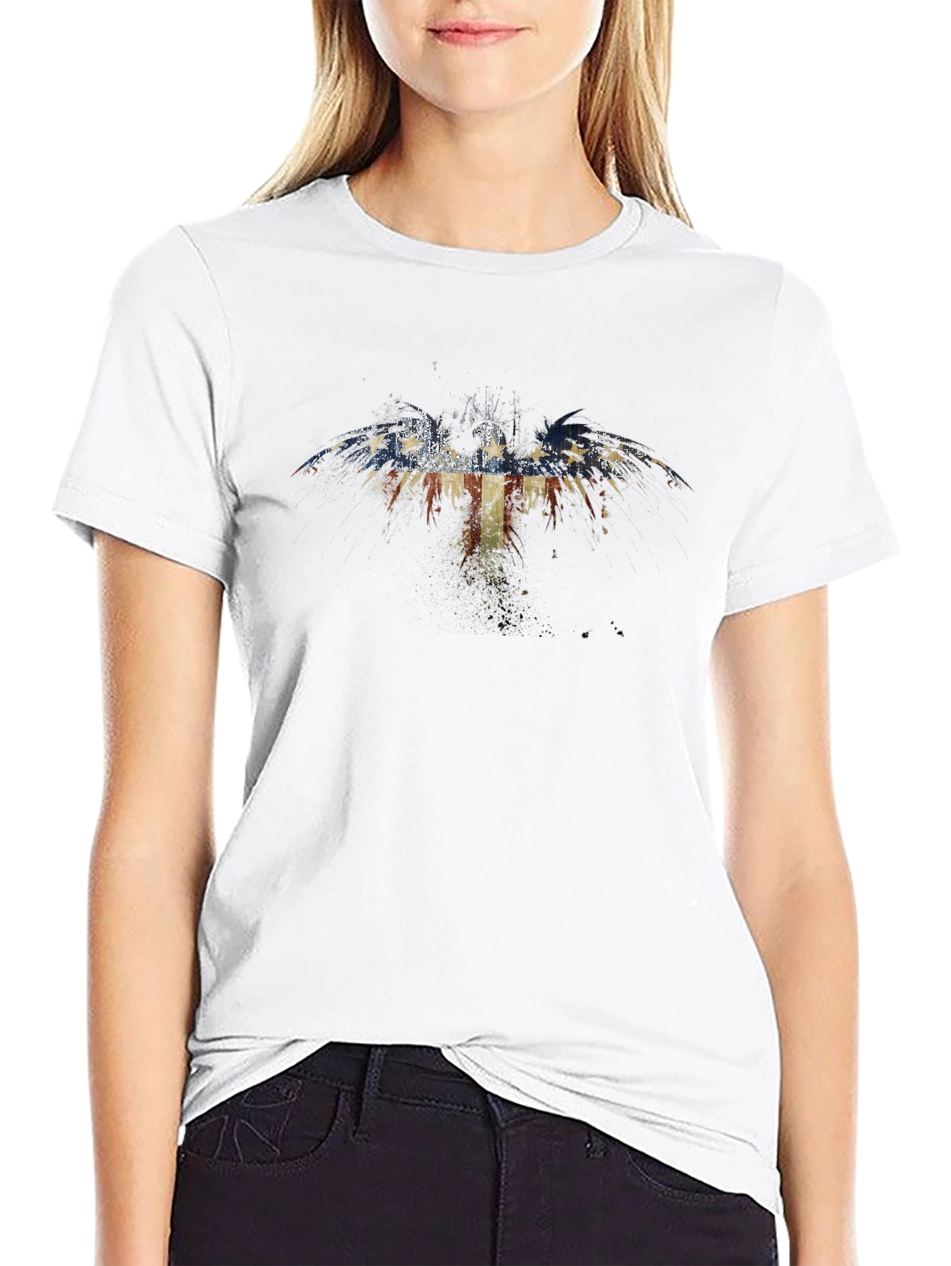 American Flag Eagle Graphic Black T-Shirt