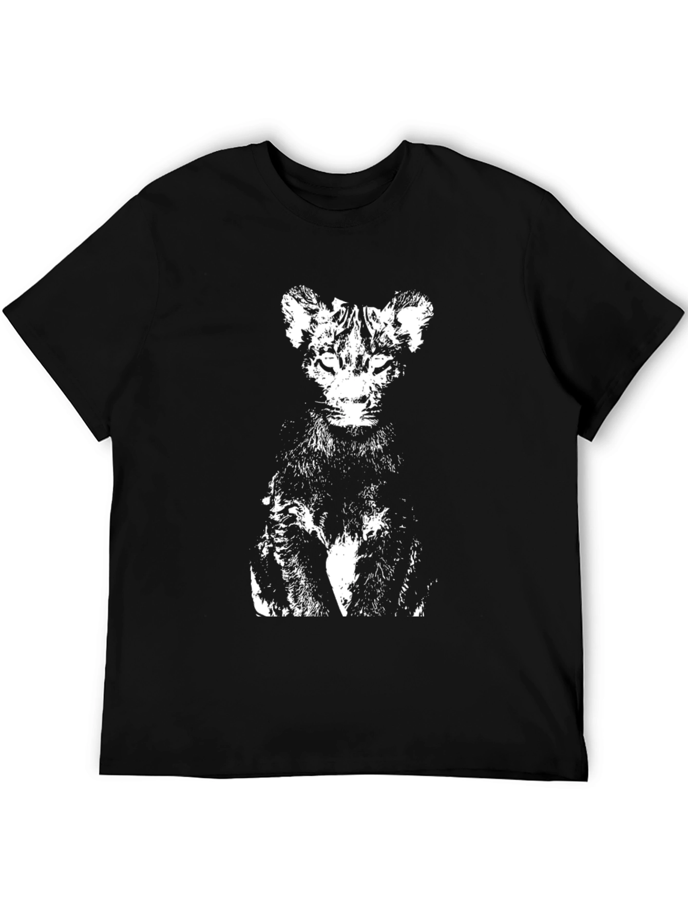 Abstract Cat Graphic Tee - Black