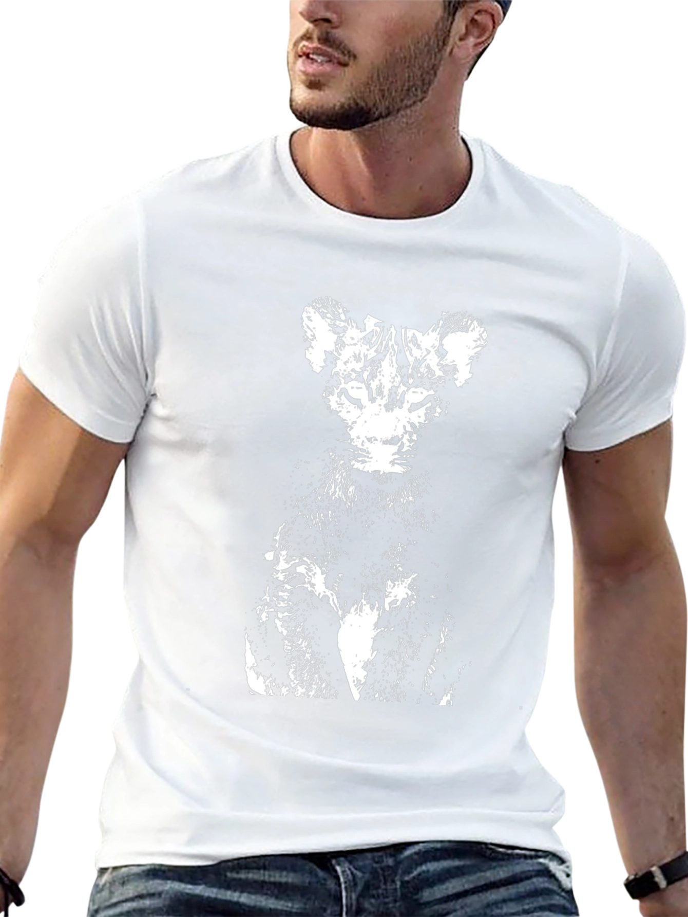 Abstract Cat Graphic Tee - Black
