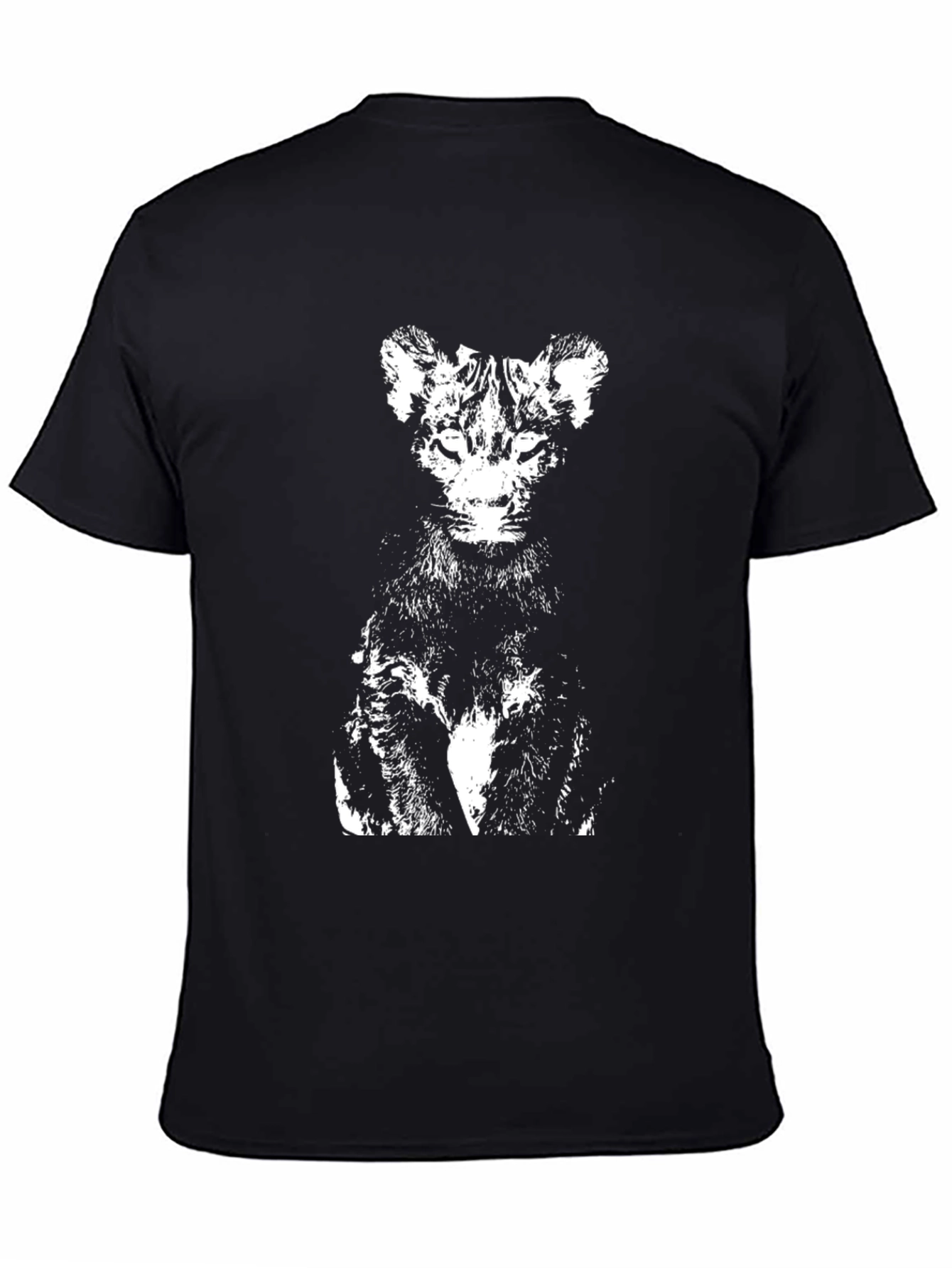 Abstract Cat Graphic Tee - Black