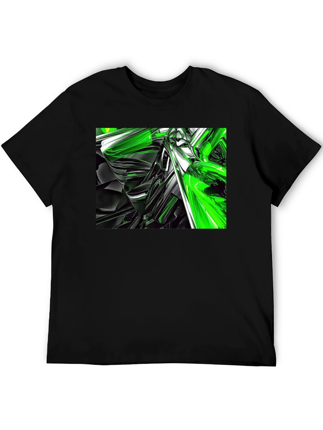 Abstract Green & Black Graphic T-Shirt