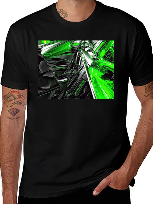 Abstract Green & Black Graphic T-Shirt