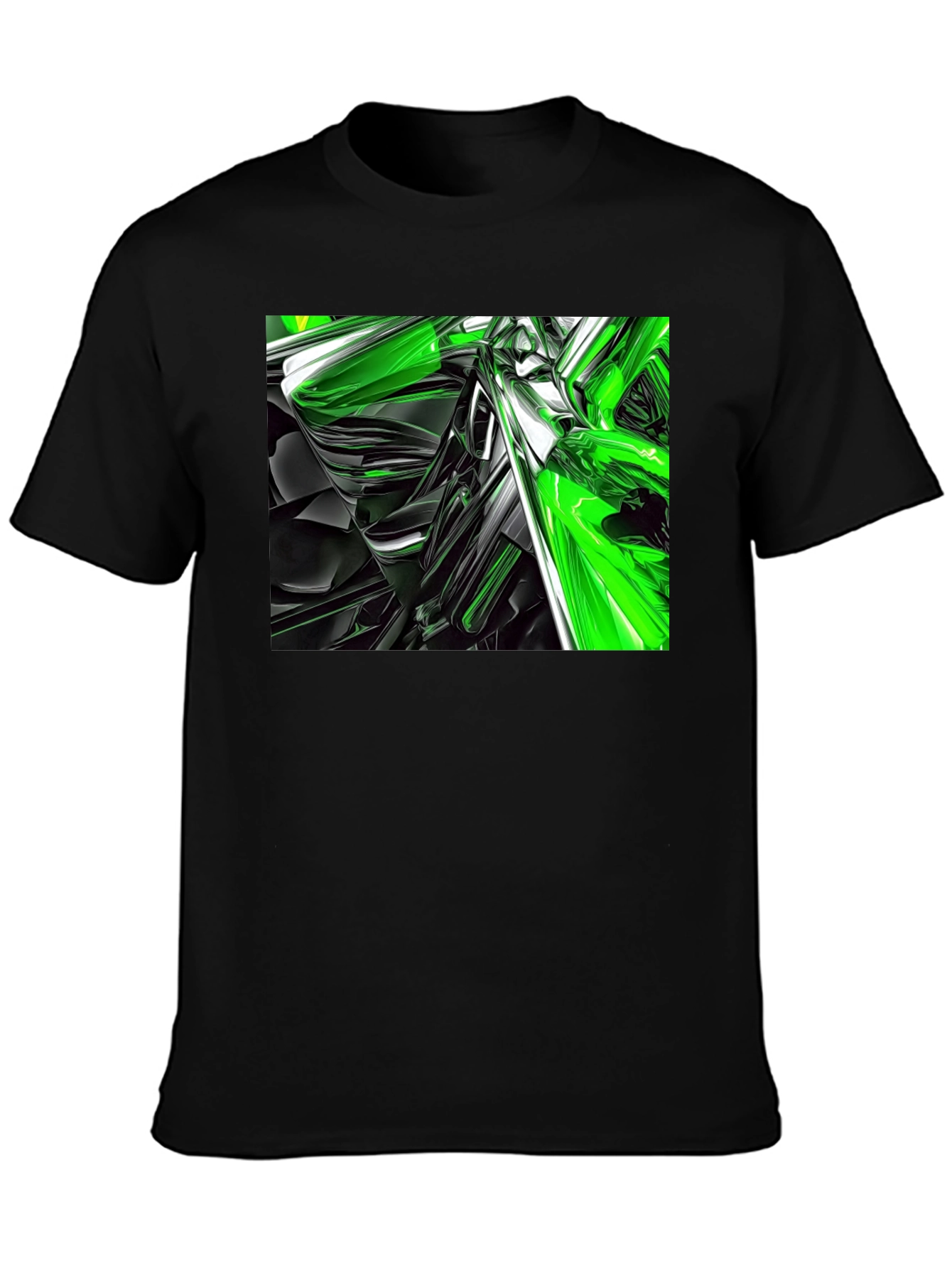 Abstract Green & Black Graphic T-Shirt