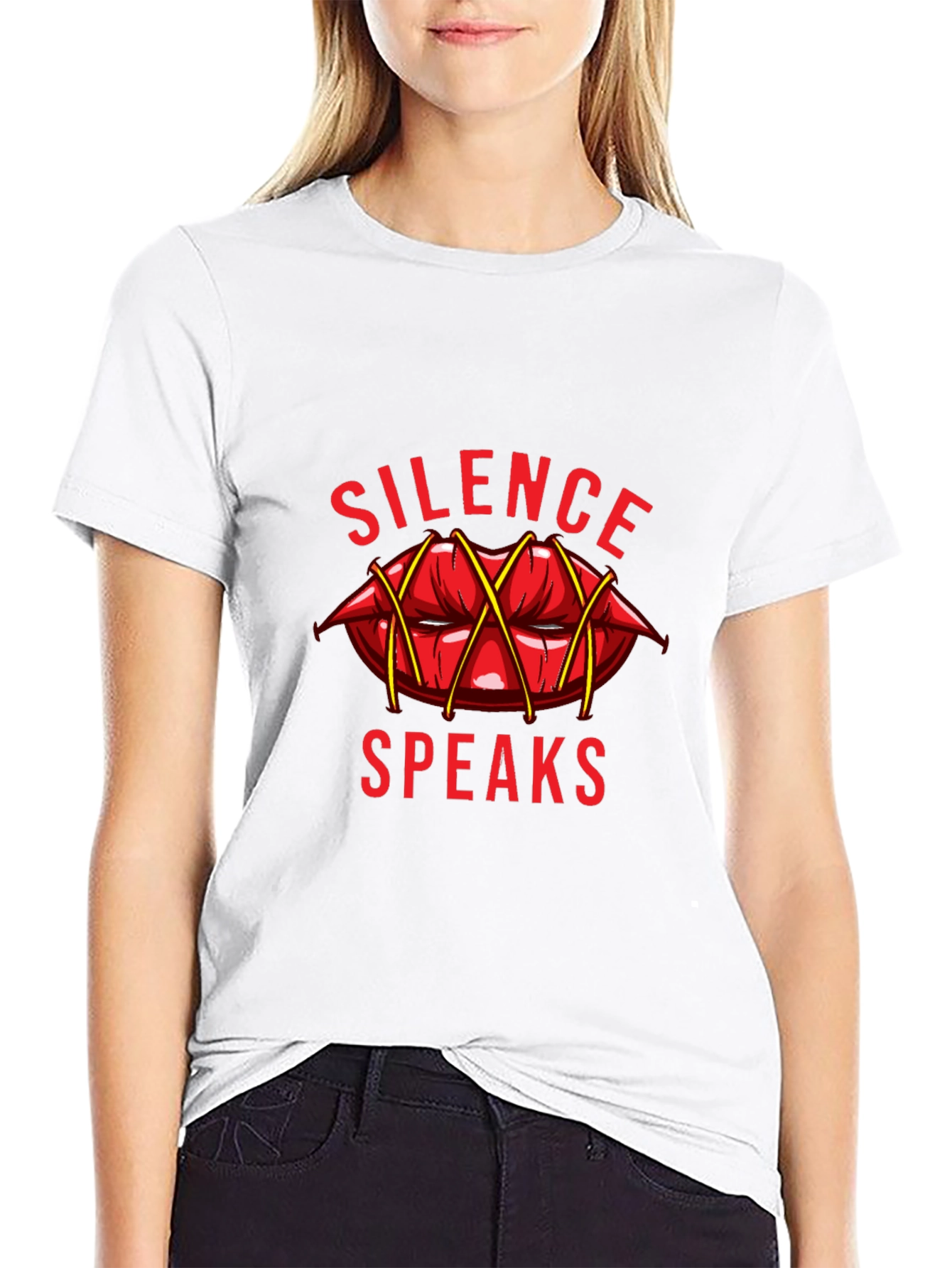 Silence Speaks Graphic T-Shirt - Black