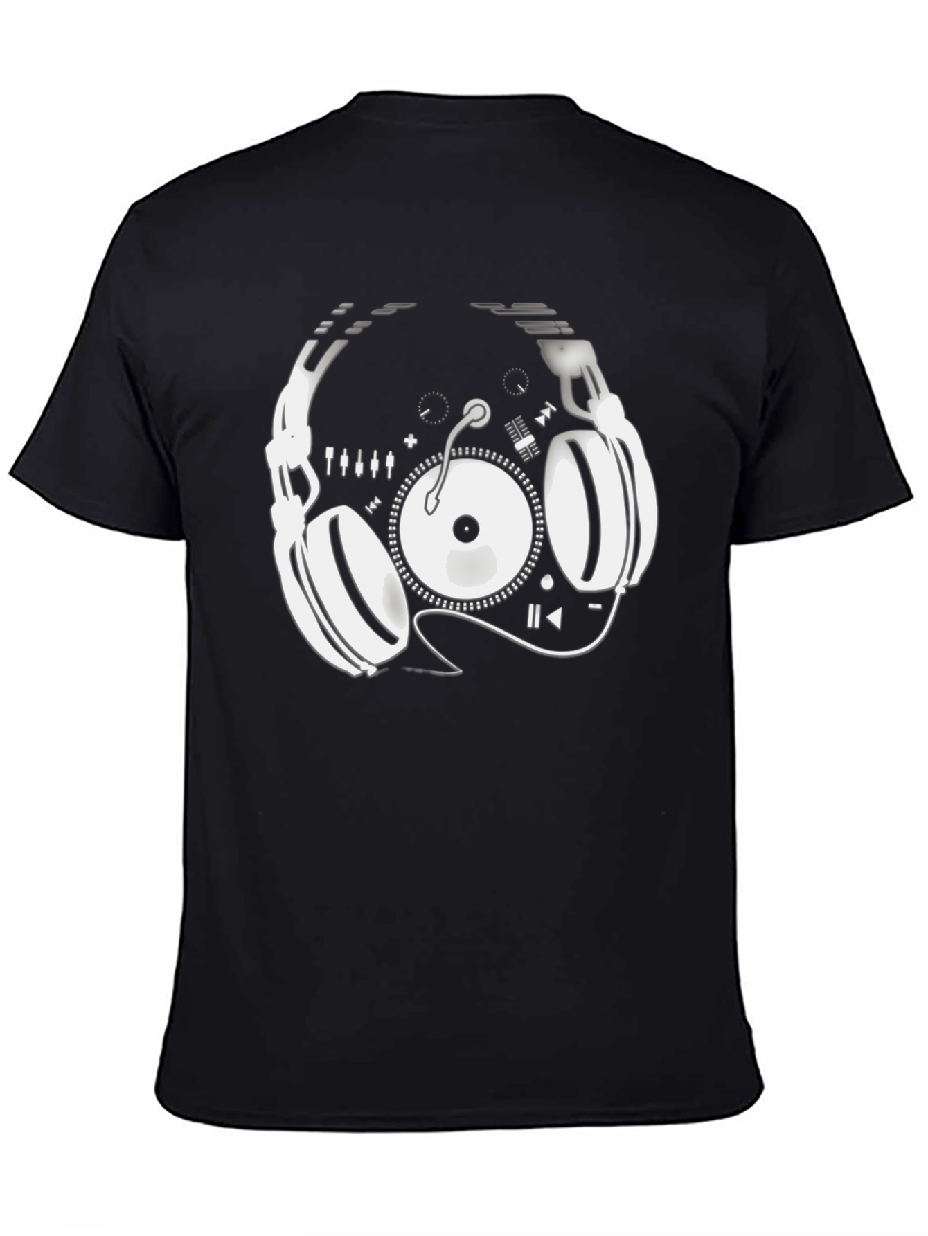 DJ Headphones & Turntable Graphic Tee - Black