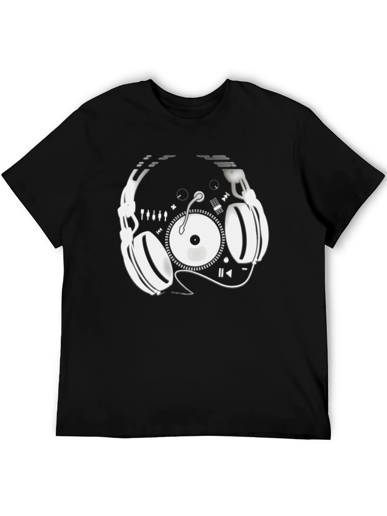 DJ Headphones & Turntable Graphic Tee - Black
