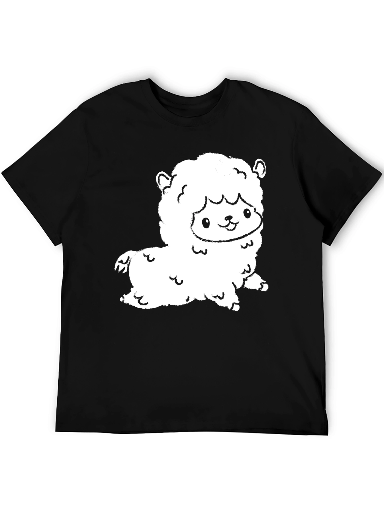 Cute Llama Graphic Tee - Black Cotton Shirt
