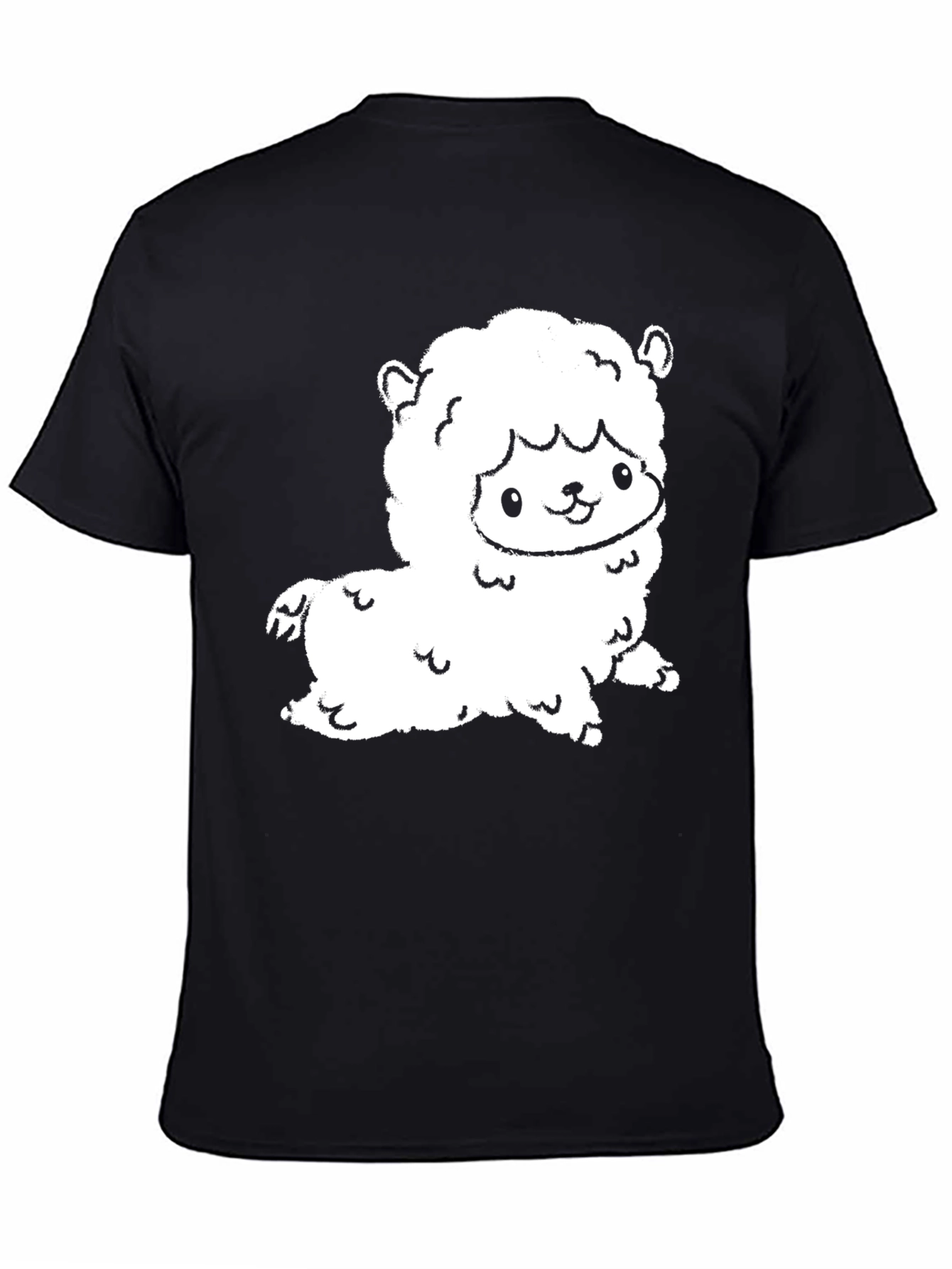 Cute Llama Graphic Tee - Black Cotton Shirt