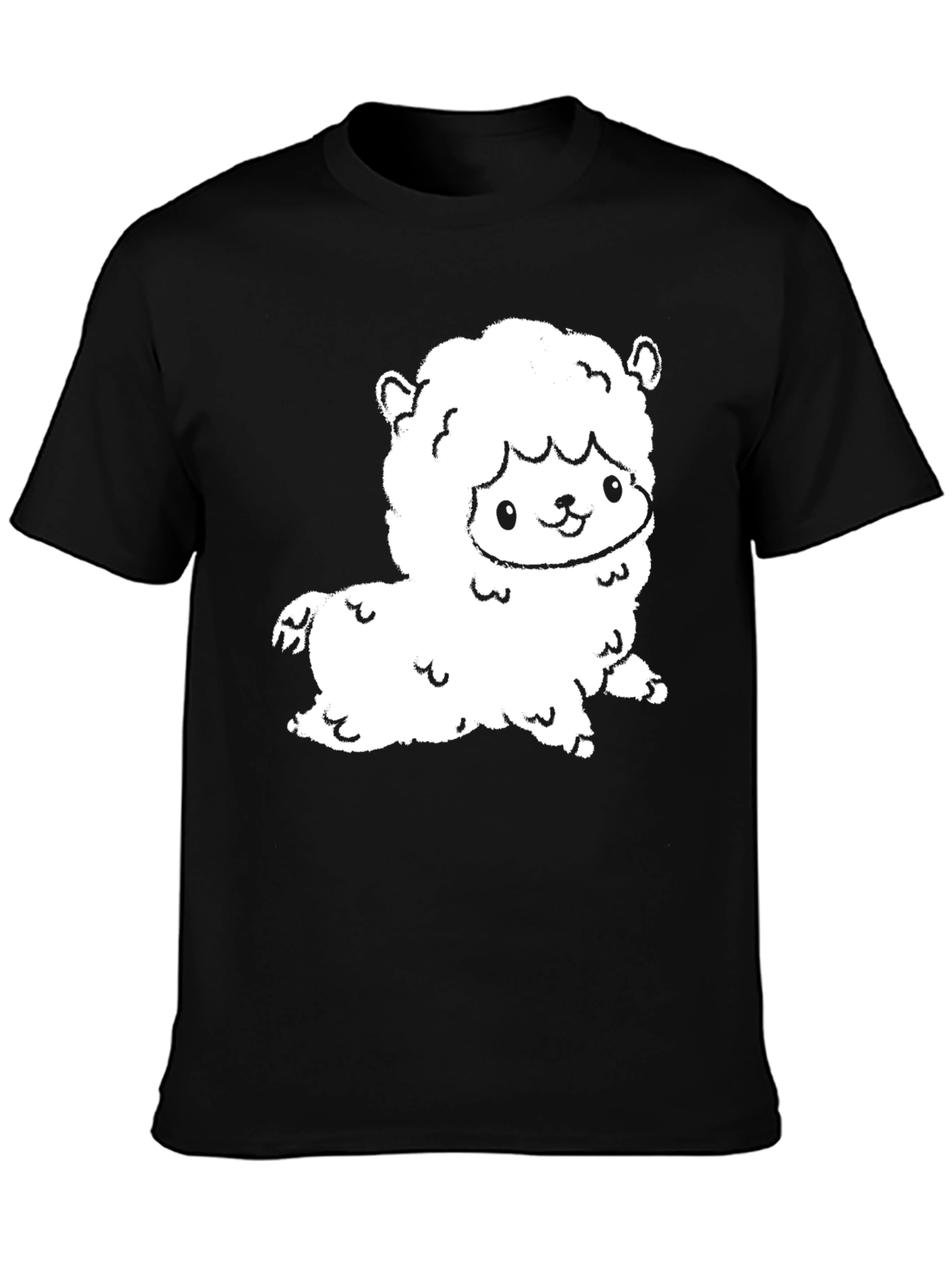 Cute Llama Graphic Tee - Black Cotton Shirt