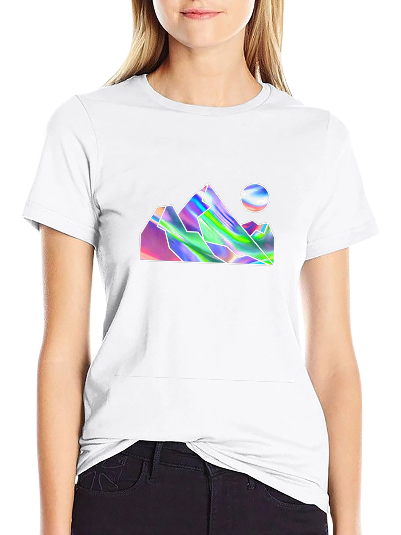 Holographic Mountain Graphic Tee - Black