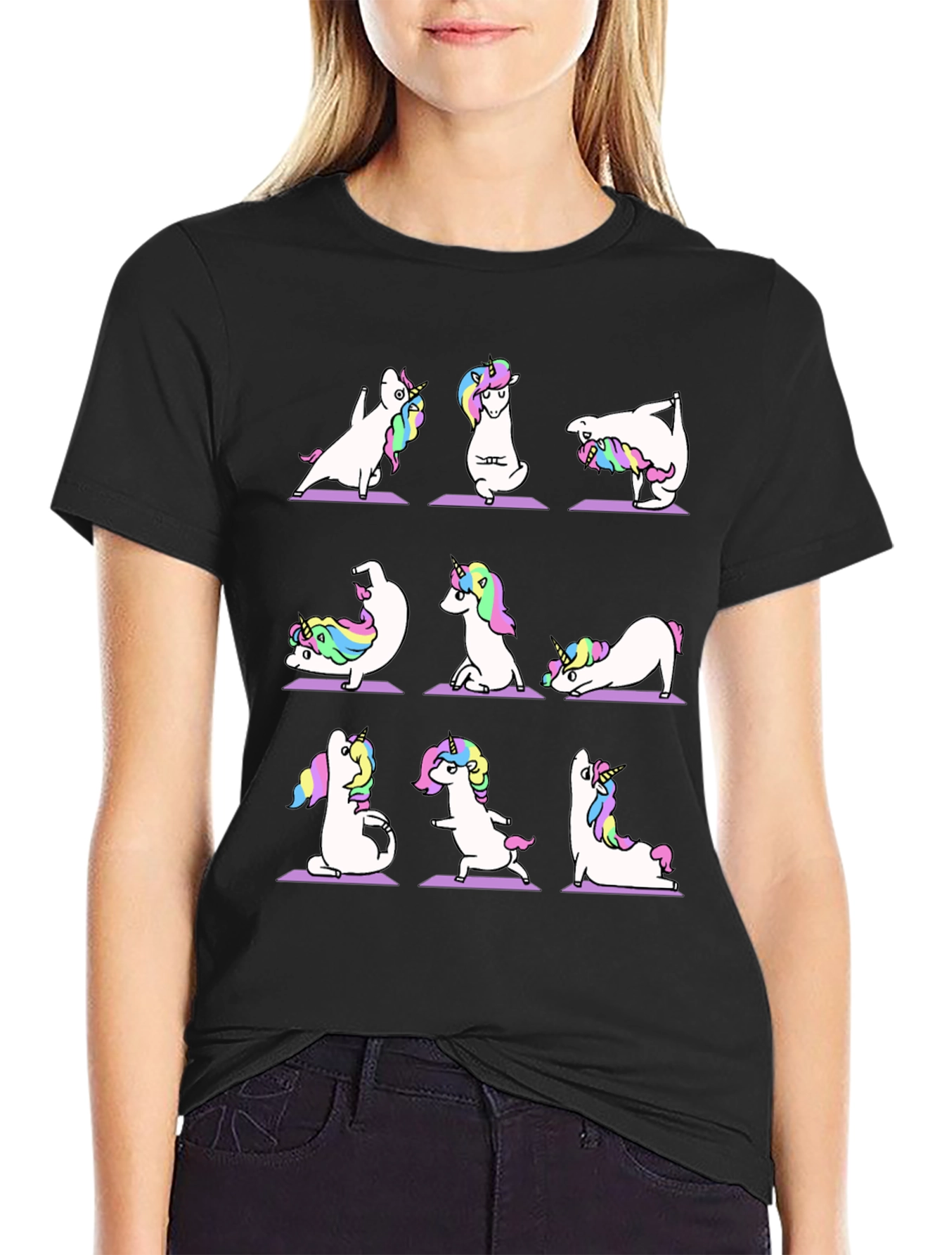 Unicorn Yoga Black T-Shirt