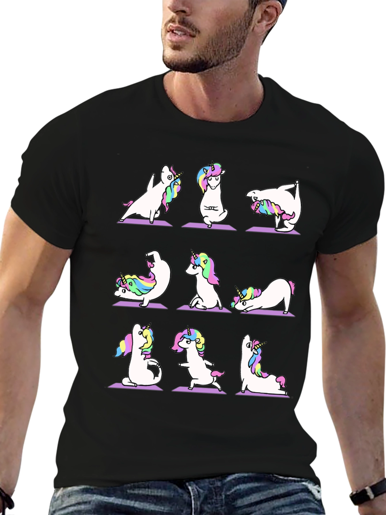 Unicorn Yoga Black T-Shirt
