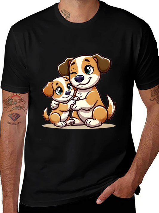Cute Dog Hug T-Shirt - Black