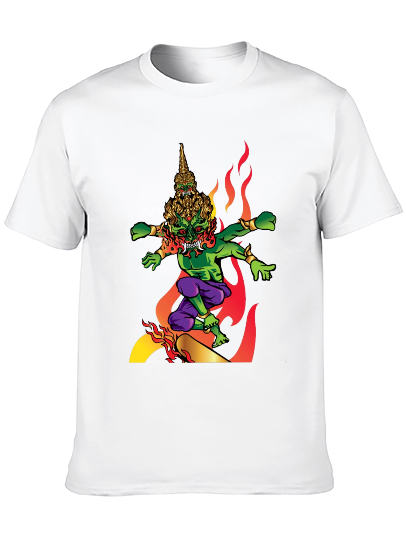 Mens Graphic Tee: Fiery Thai Demon Design