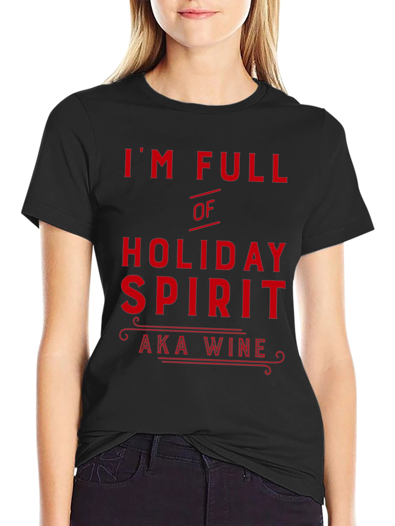 Holiday Spirit Wine Lover Black T-Shirt