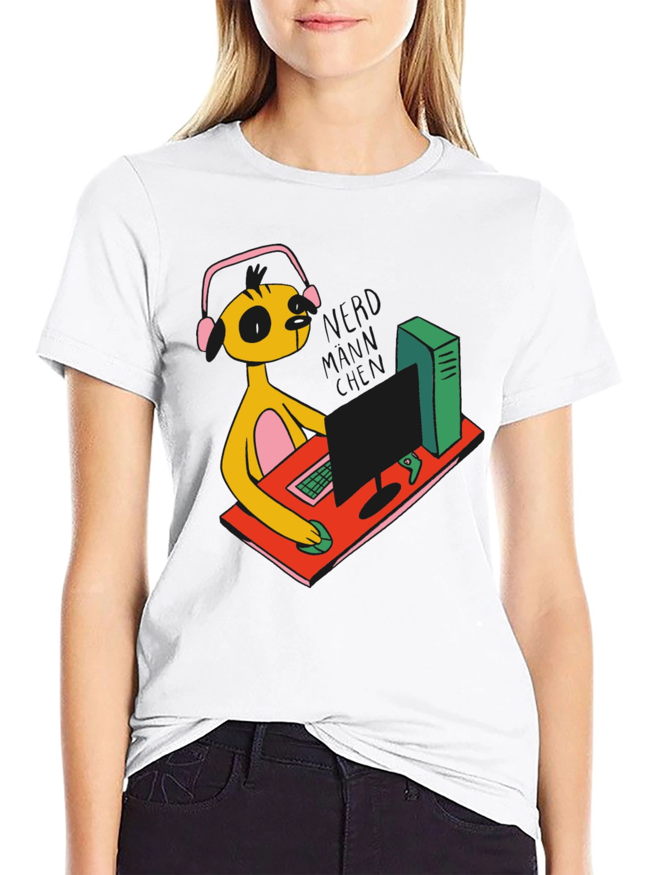 Gamer Character Graphic Print Black T-Shirt