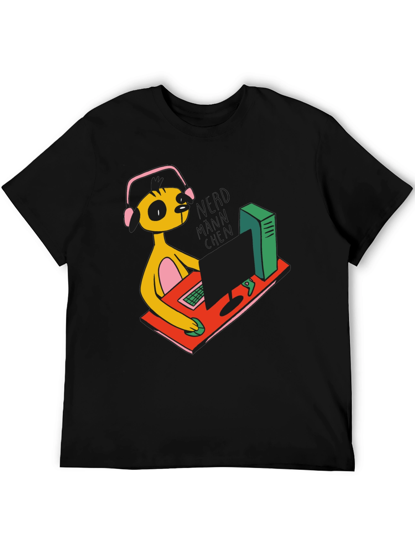 Gamer Character Graphic Print Black T-Shirt