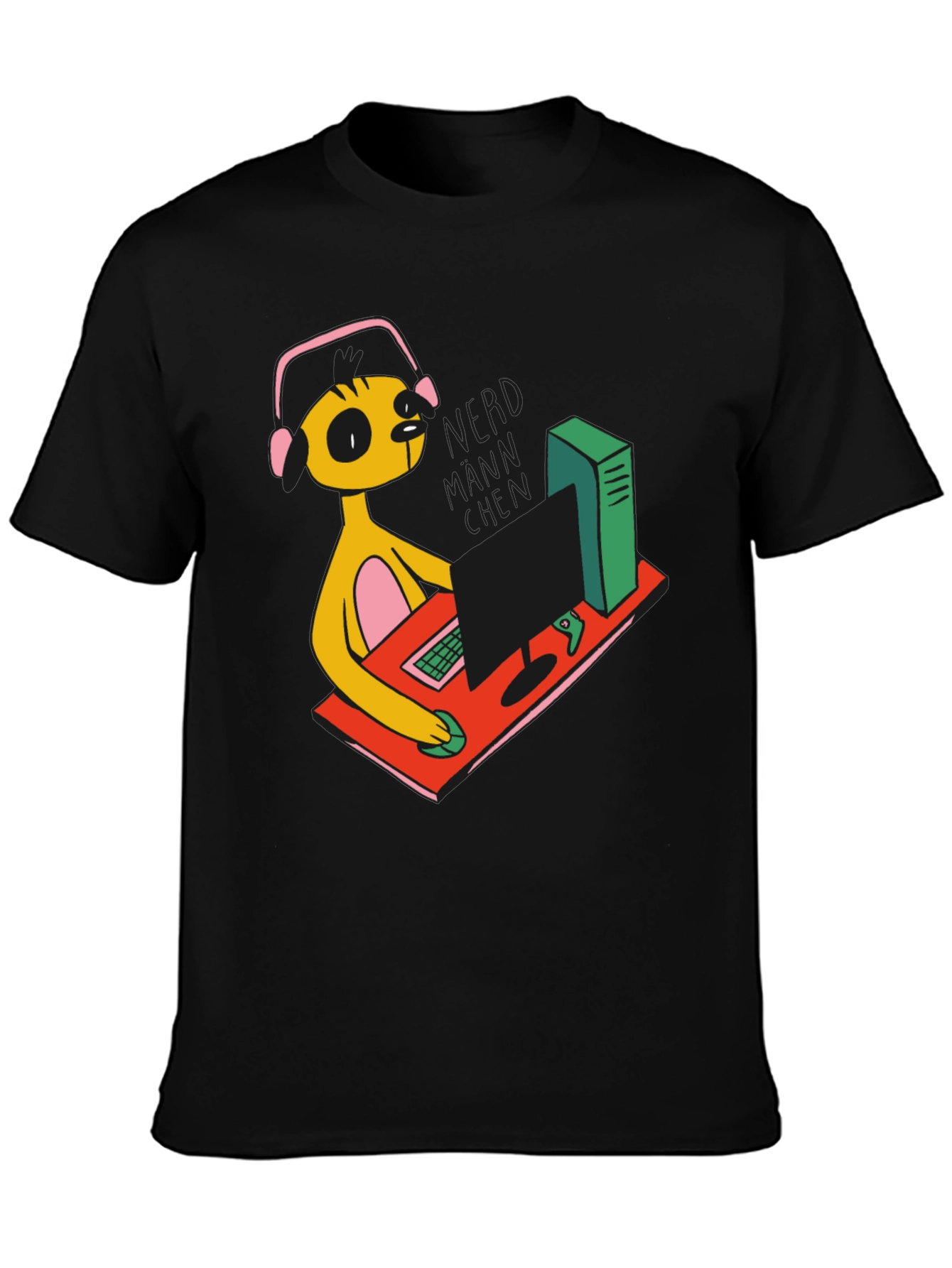 Gamer Character Graphic Print Black T-Shirt