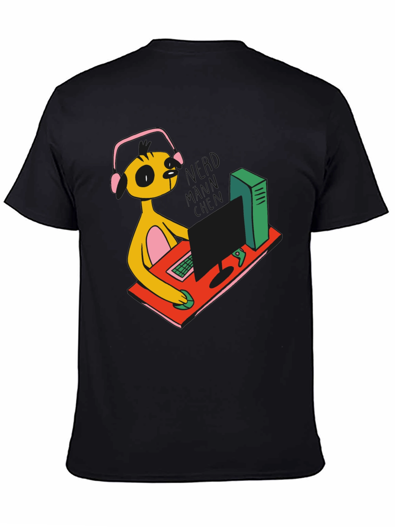 Gamer Character Graphic Print Black T-Shirt