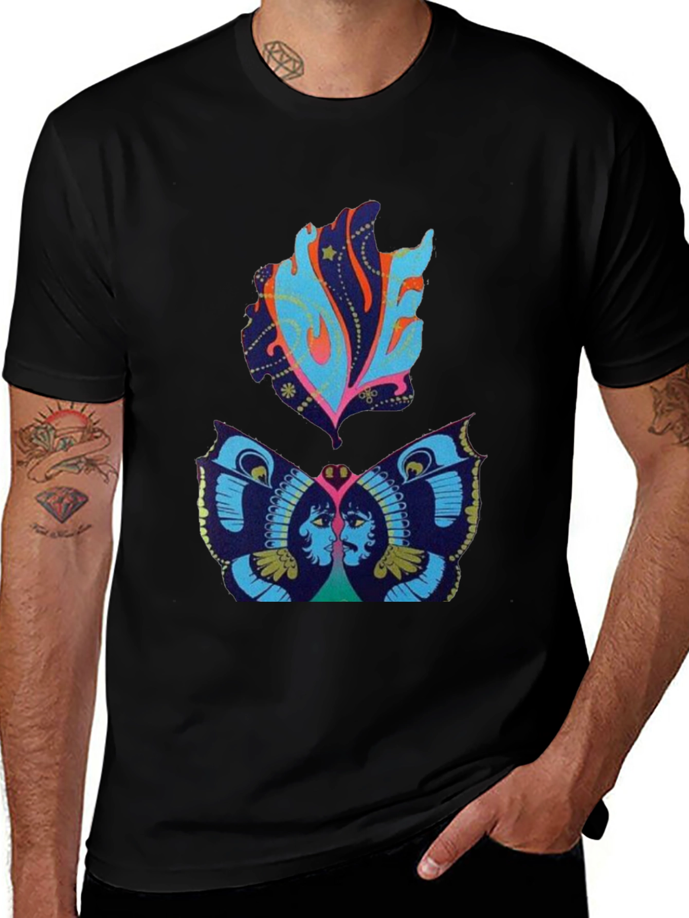 Retro Psychedelic Butterfly Graphic Tee