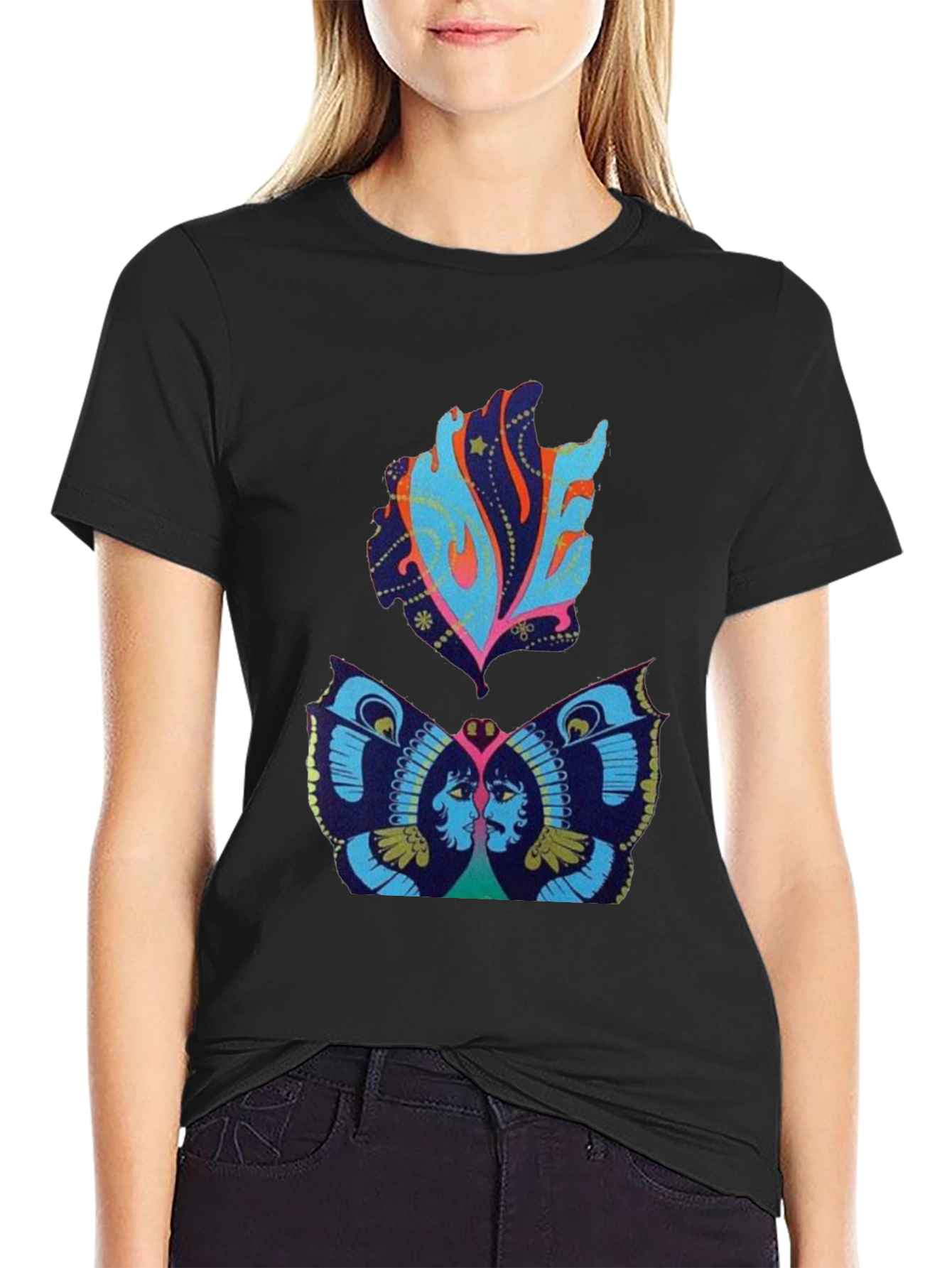 Retro Psychedelic Butterfly Graphic Tee