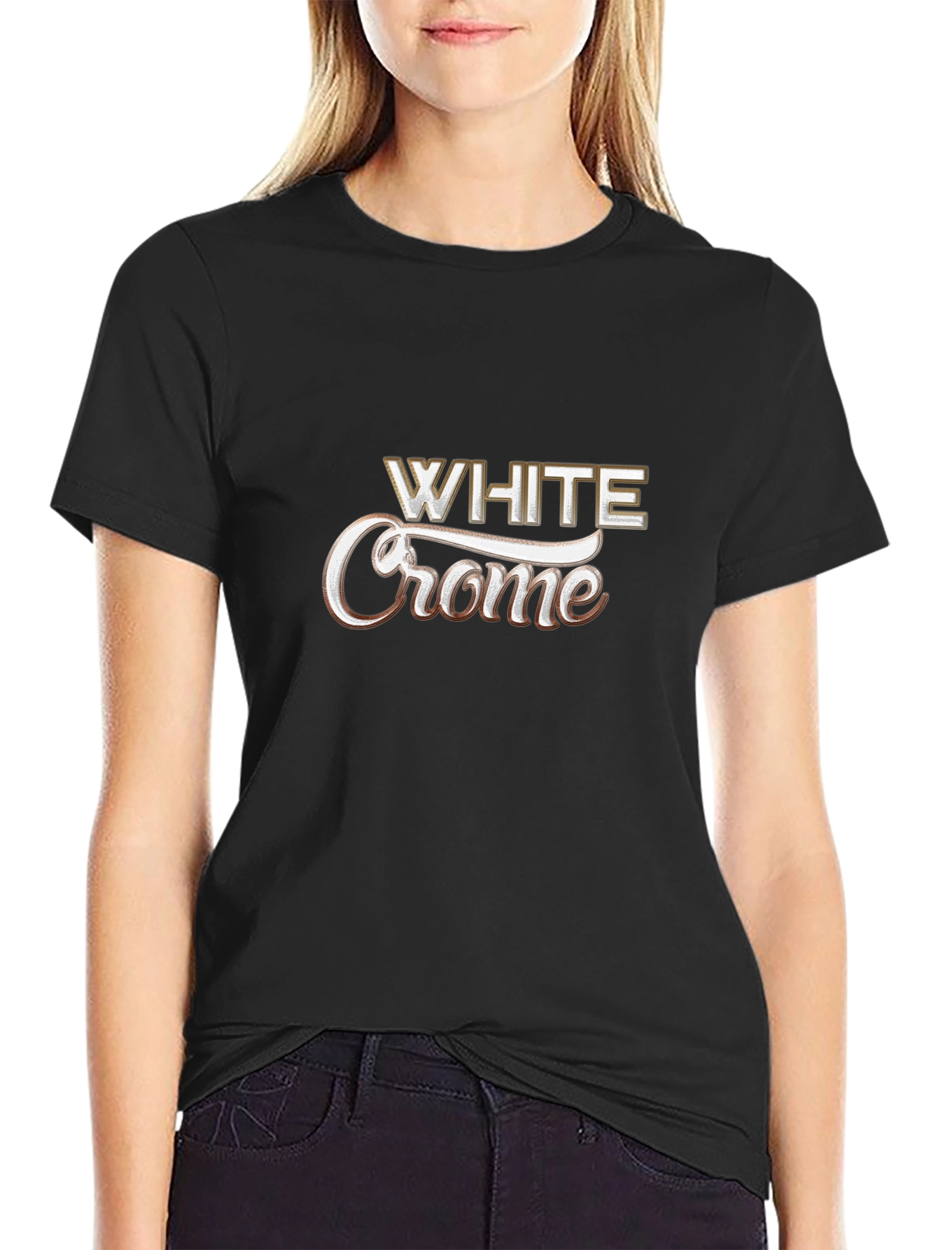 White Crome Graphic Black T-Shirt