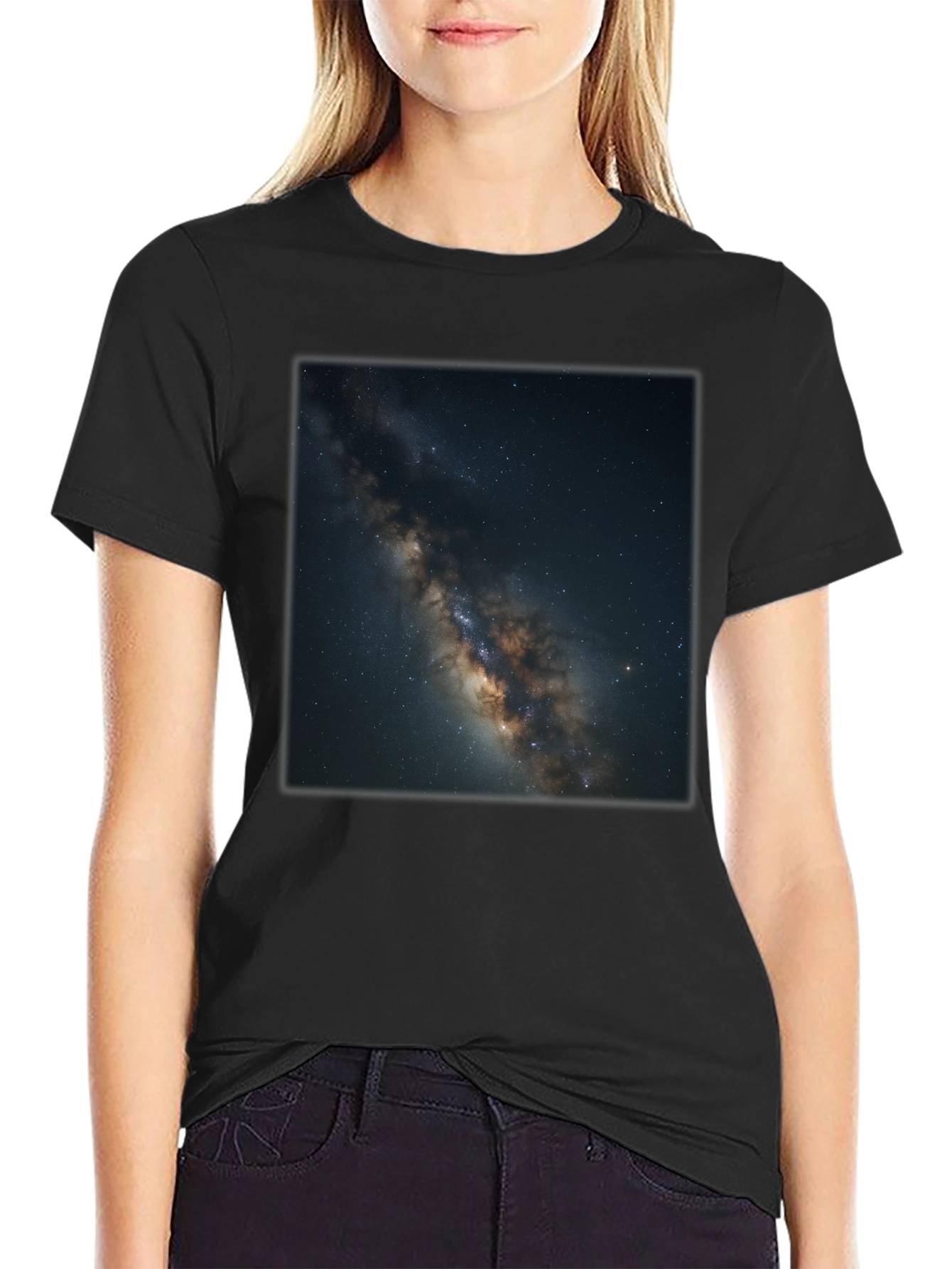 Milky Way Galaxy Graphic Black T-Shirt