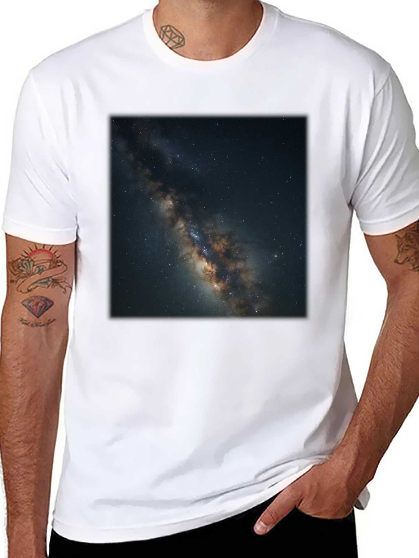 Milky Way Galaxy Graphic Black T-Shirt