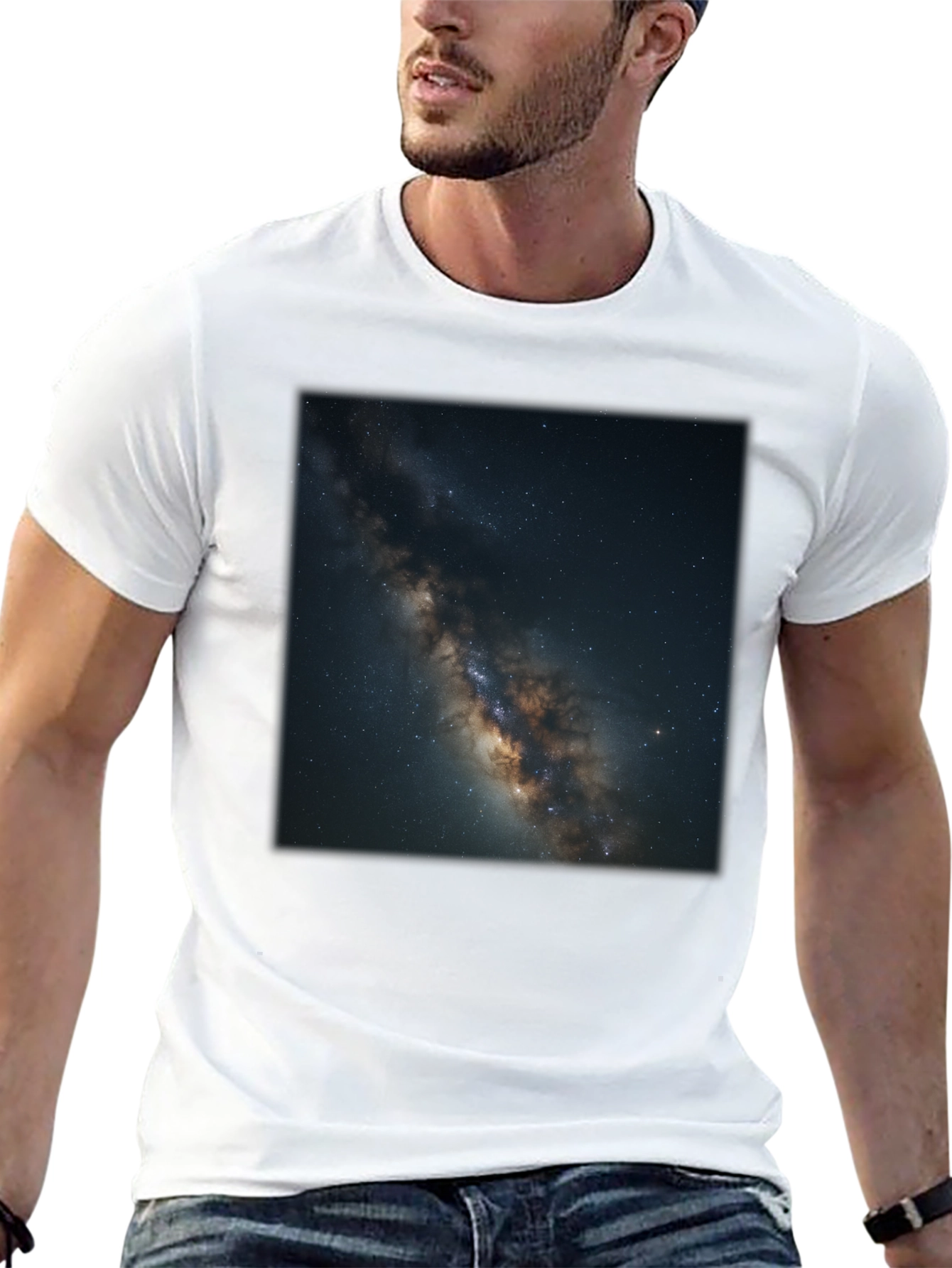 Milky Way Galaxy Graphic Black T-Shirt