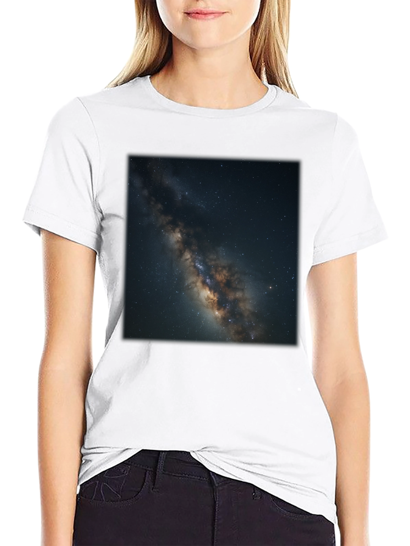 Milky Way Galaxy Graphic Black T-Shirt