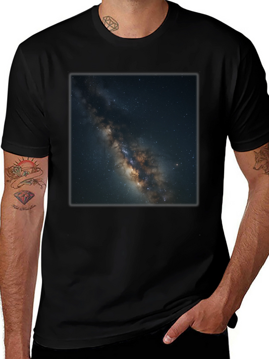Milky Way Galaxy Graphic Black T-Shirt