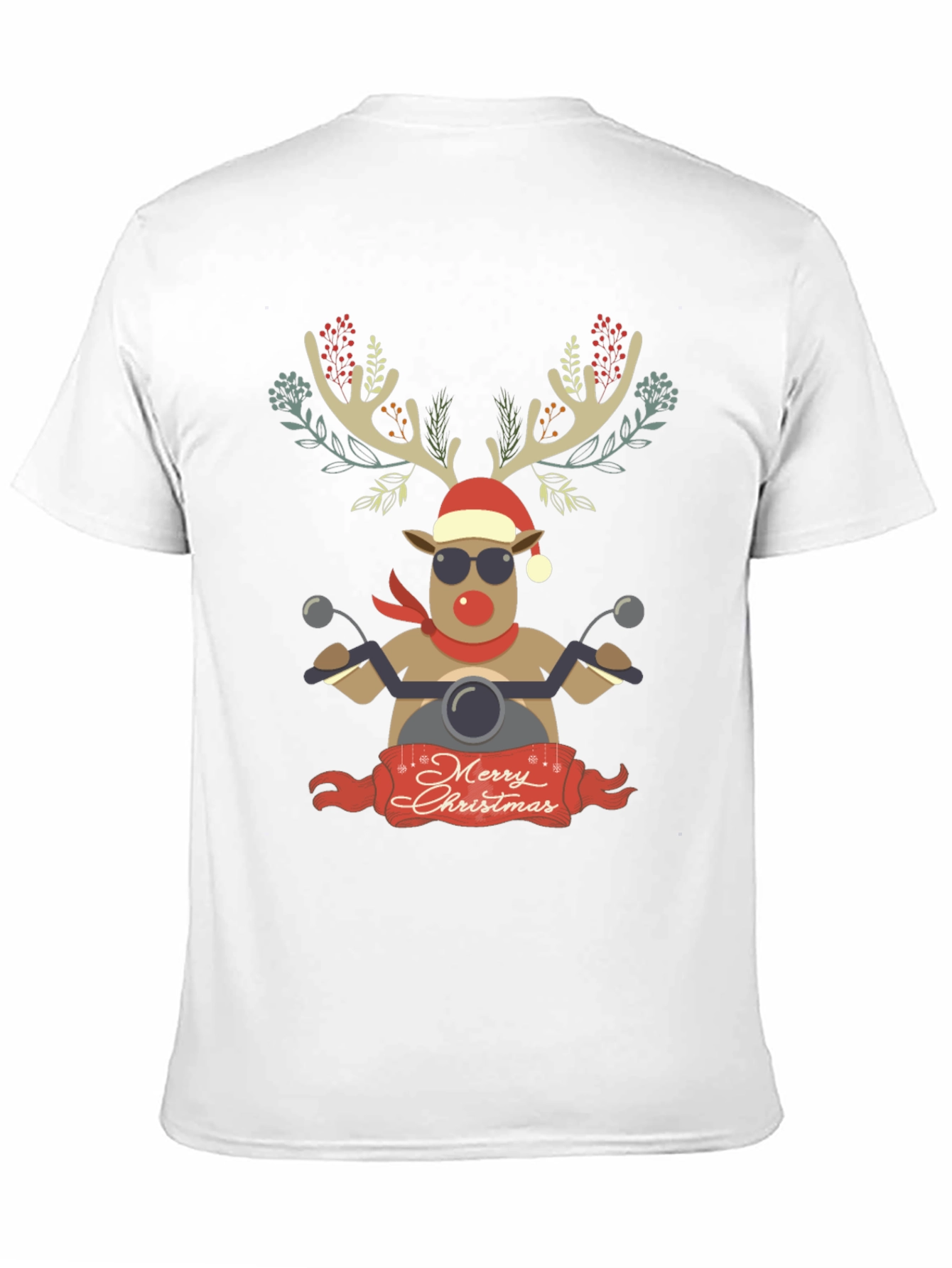 Merry Christmas Reindeer Motorcycle Graphic Tee