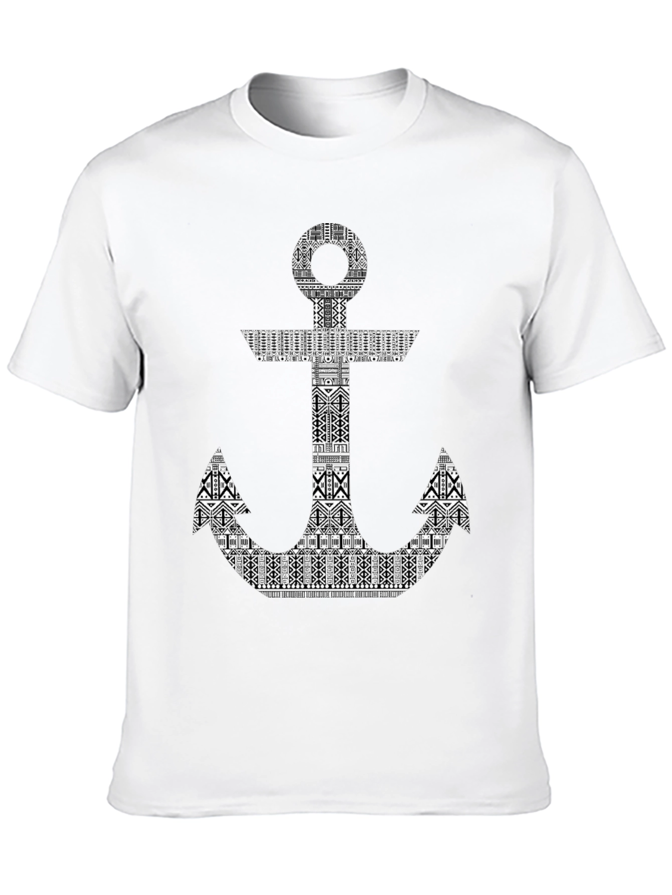 Tribal Anchor Graphic Print Black T-Shirt