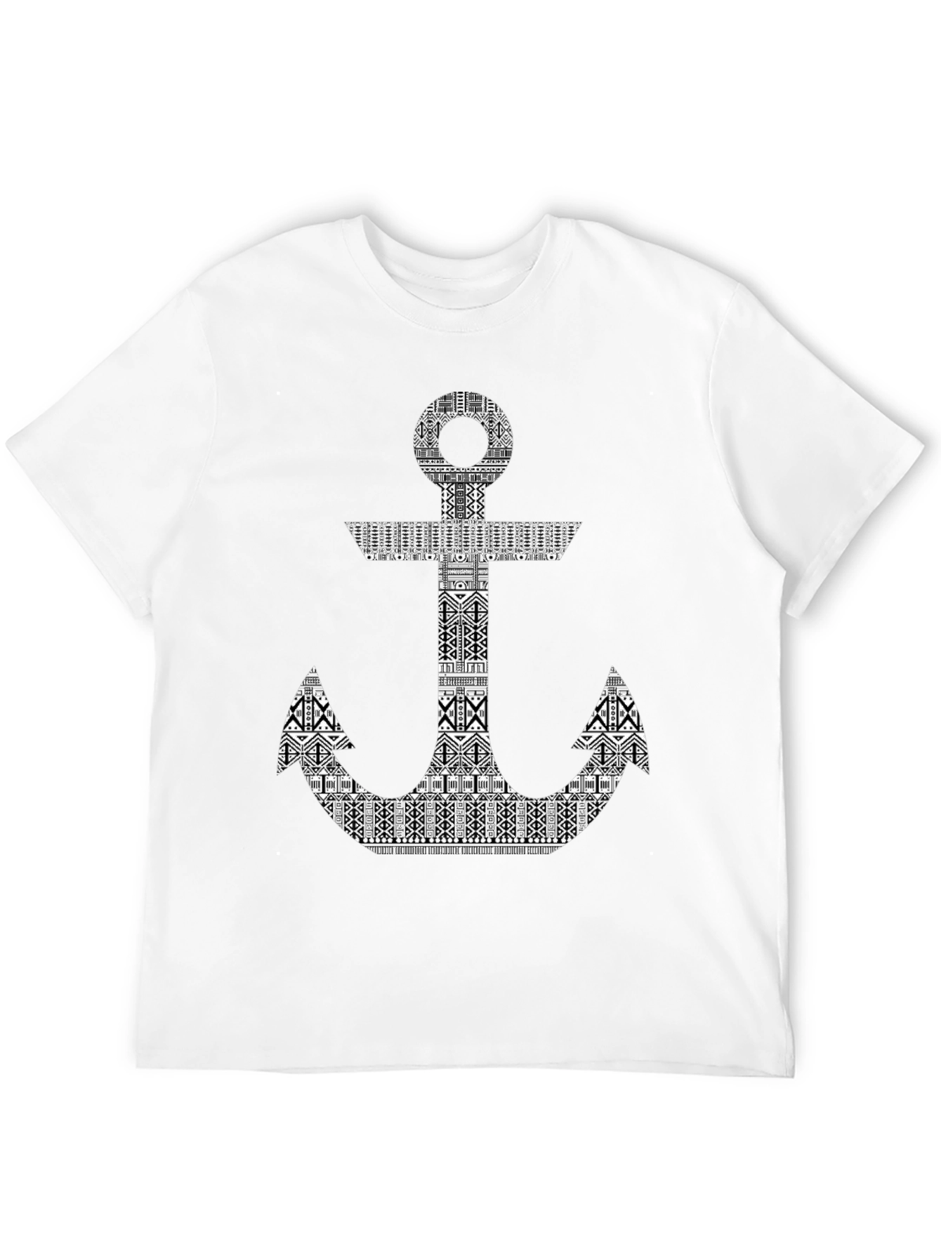 Tribal Anchor Graphic Print Black T-Shirt