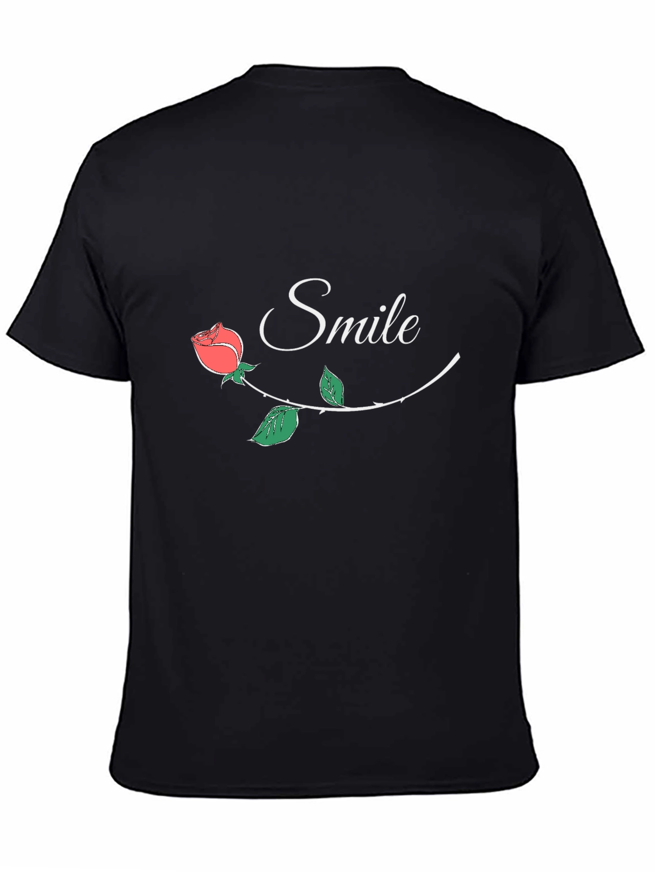 Smile Rose Graphic Black T-Shirt