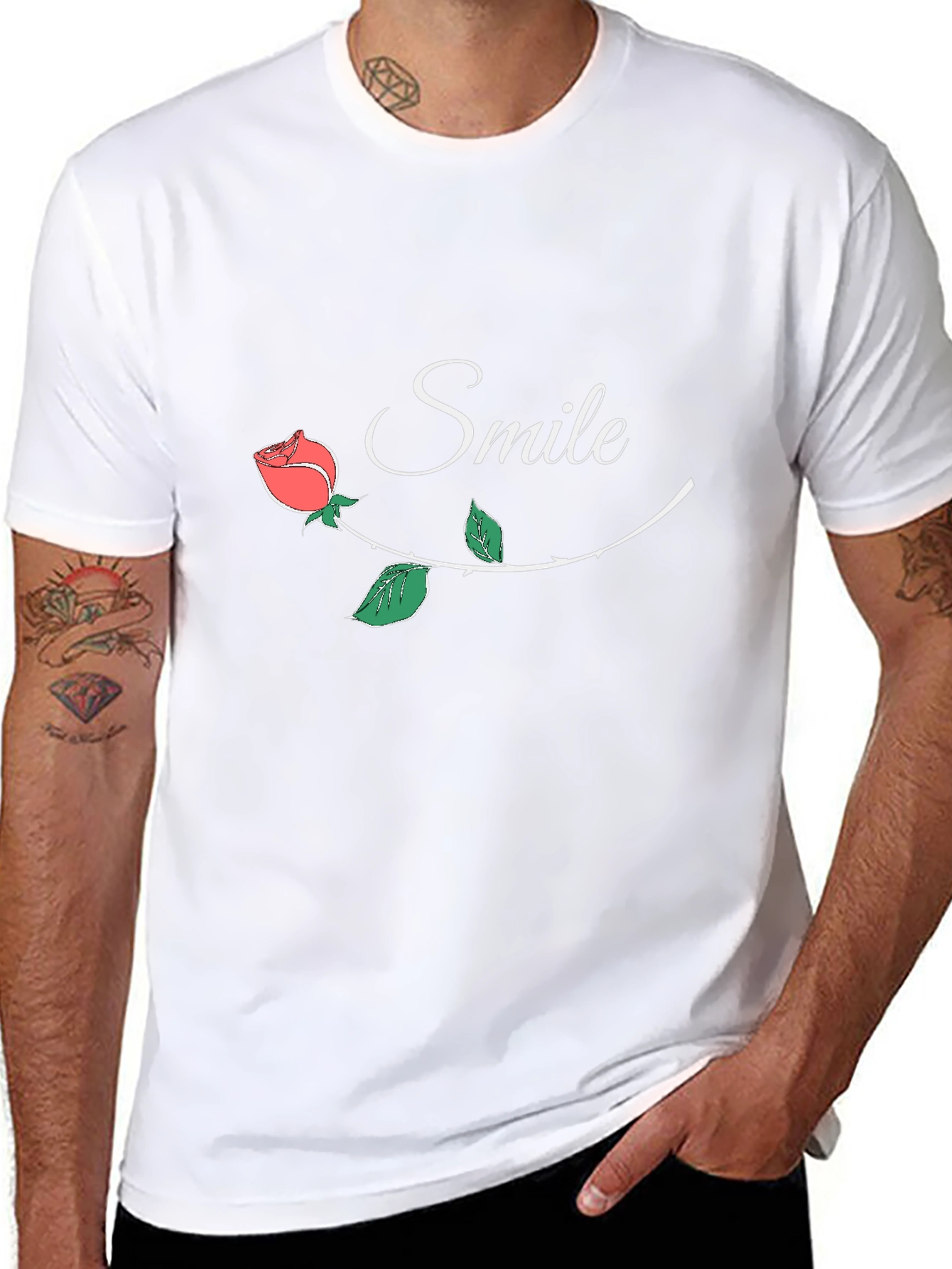 Smile Rose Graphic Black T-Shirt